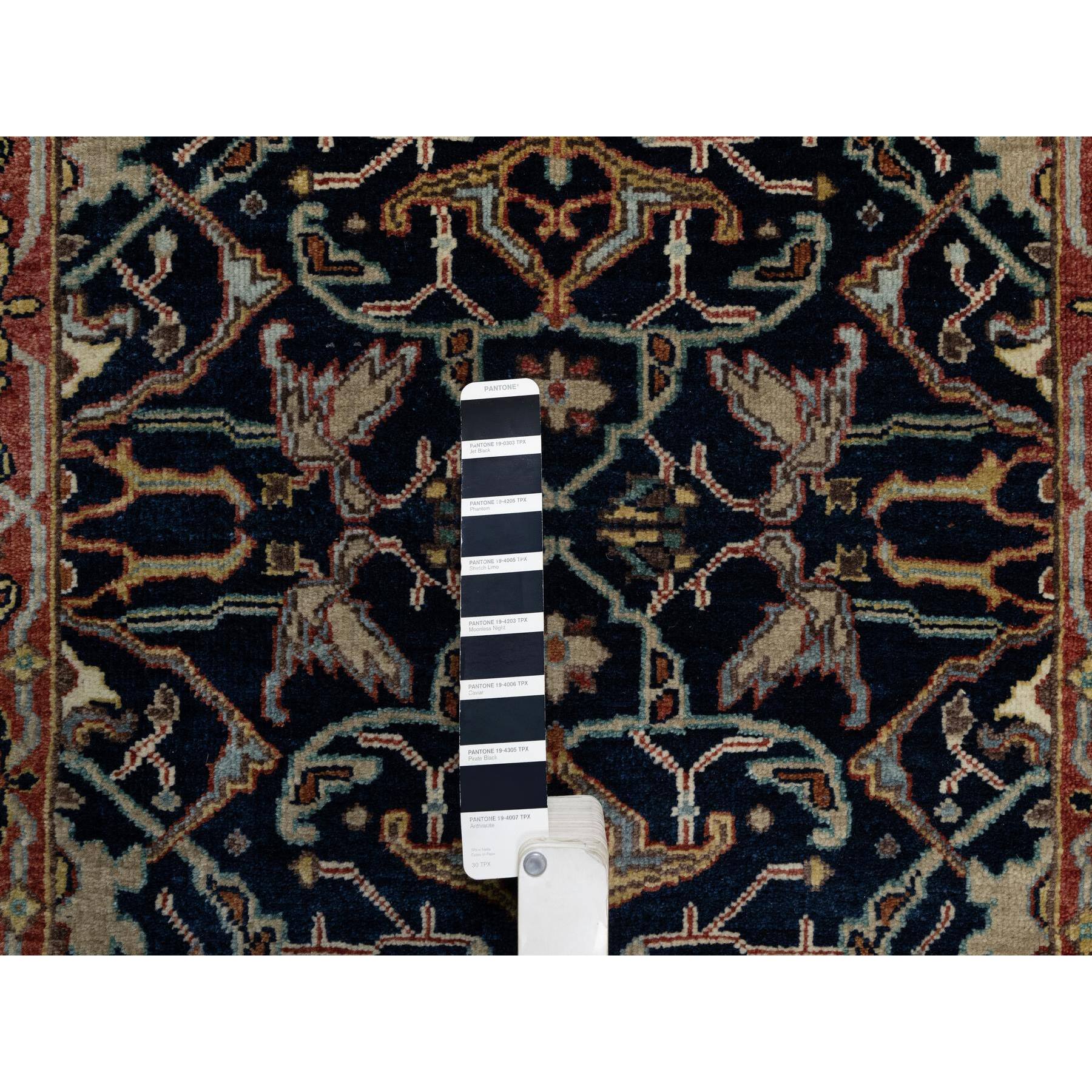 2'7"x18'1" Oxford Blue, Antiqued Fine Heriz Re-Creation with All Over Vines Design, 100% Wool, Hand Knotted, Soft Pile, Vegetable Dyes, XL Runner, Oriental Rug Sh91390