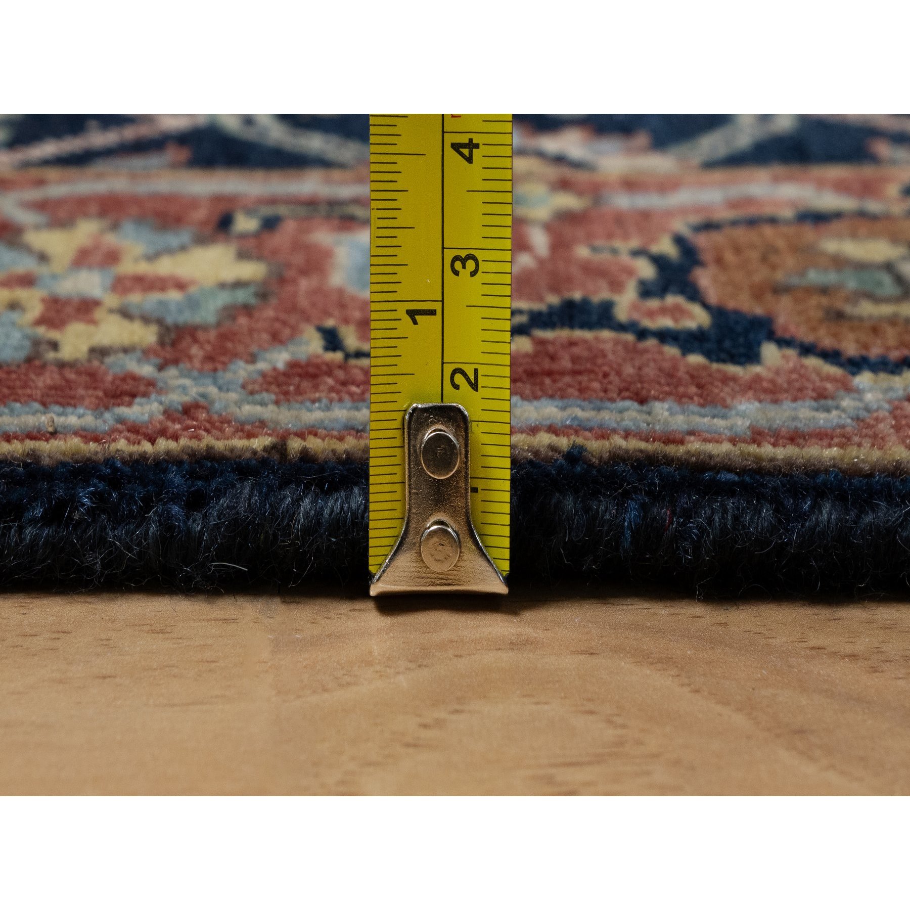 2'7"x18'1" Oxford Blue, Antiqued Fine Heriz Re-Creation with All Over Vines Design, 100% Wool, Hand Knotted, Soft Pile, Vegetable Dyes, XL Runner, Oriental Rug Sh91390