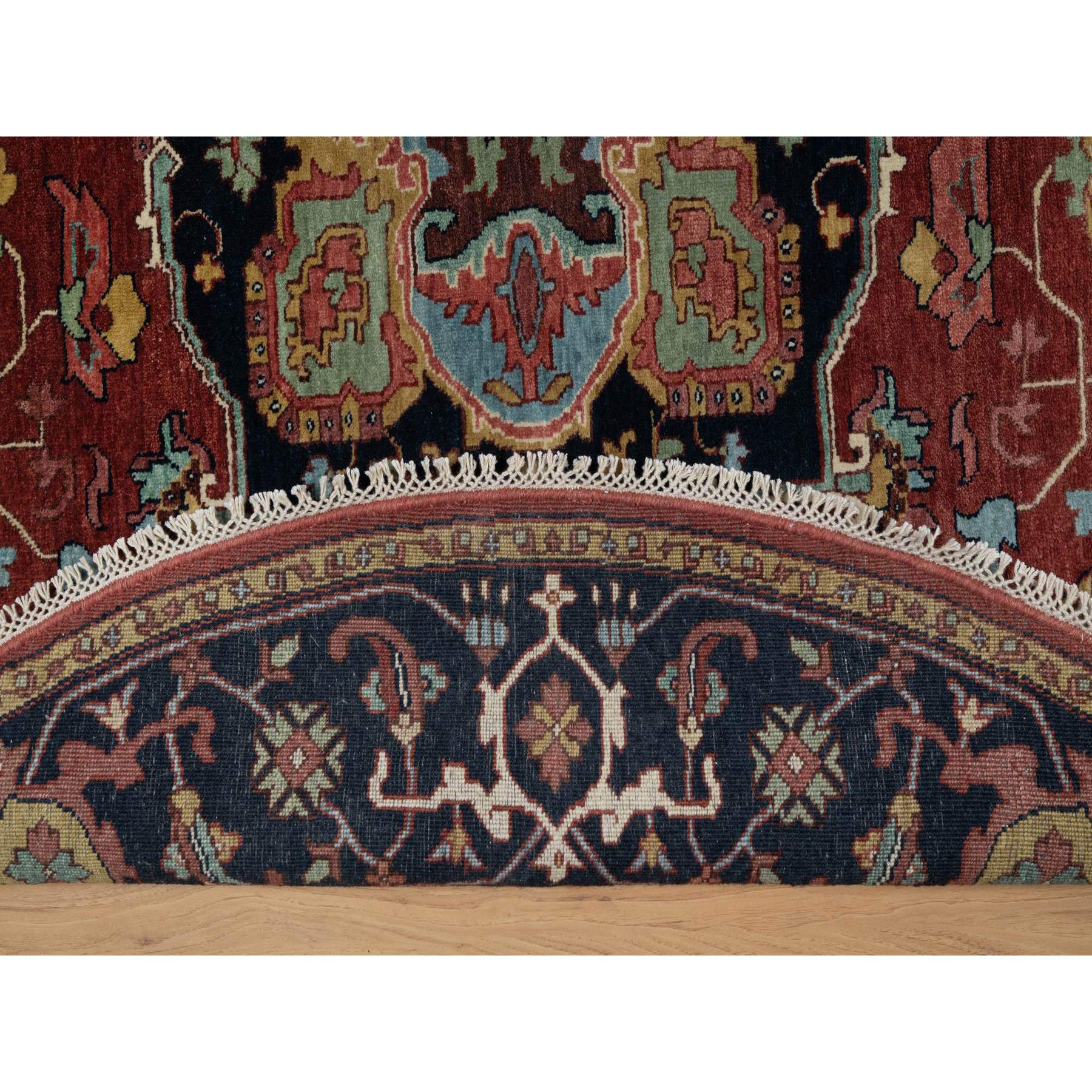 6'2"x6'2" Chili Oil Red, Antiqued Fine Heriz Re-Creation, Denser Weave, Vegetable Dyes, Hand Knotted, Soft Wool, Lush and Plush, Round, Oriental Rug Sh91392