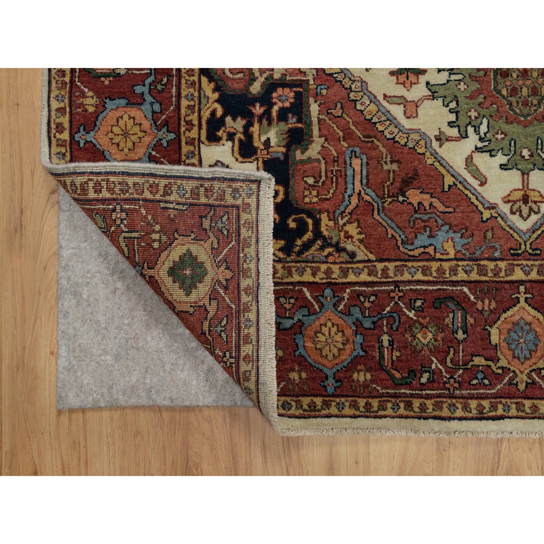 5'1"x7'2" Chiffon White, Antiqued Fine Heriz Re-Creation, Hand Knotted, Soft Wool, Lush and Plush, Vegetable Dyes, Denser Weave, Oriental Rug Sh91395