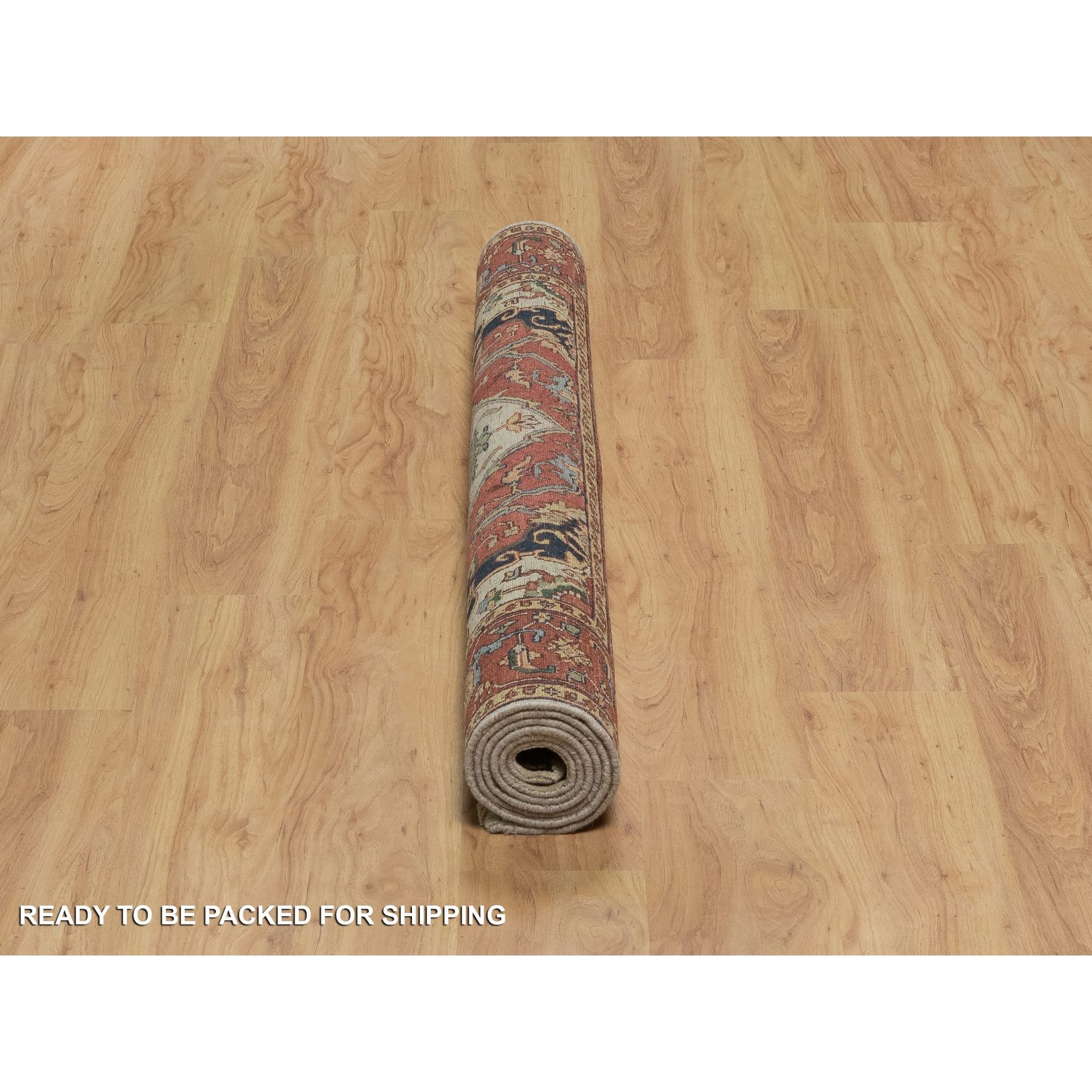 5'1"x7'2" Chiffon White, Antiqued Fine Heriz Re-Creation, Hand Knotted, Soft Wool, Lush and Plush, Vegetable Dyes, Denser Weave, Oriental Rug Sh91395