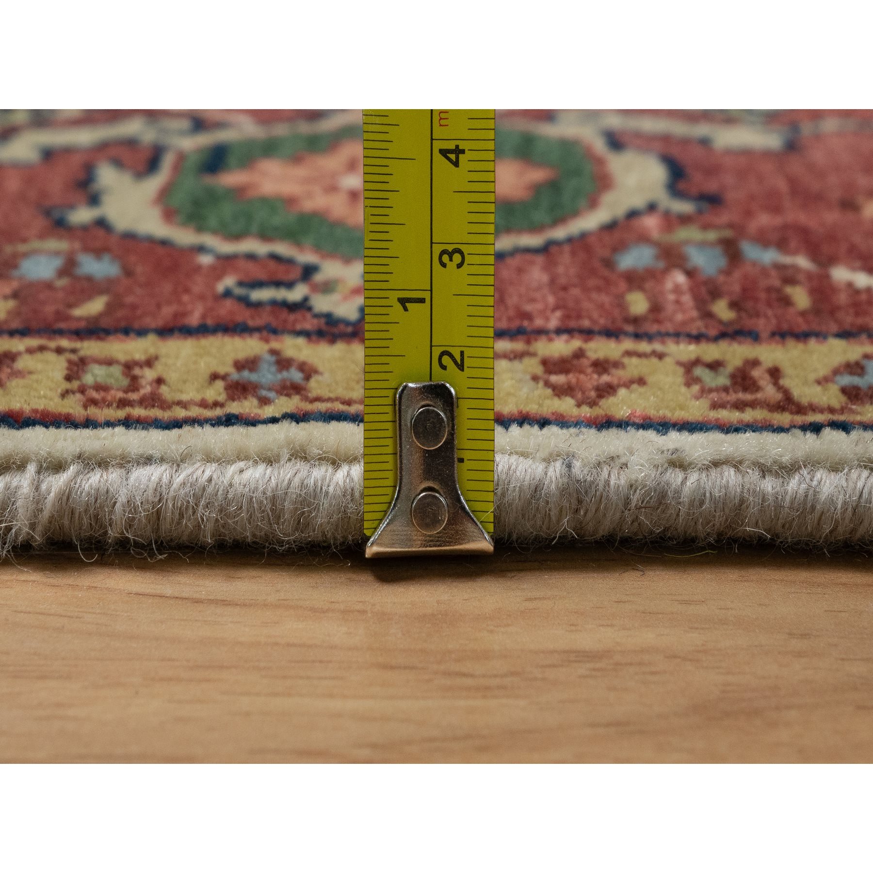 5'1"x7'2" Chiffon White, Antiqued Fine Heriz Re-Creation, Hand Knotted, Soft Wool, Lush and Plush, Vegetable Dyes, Denser Weave, Oriental Rug Sh91395