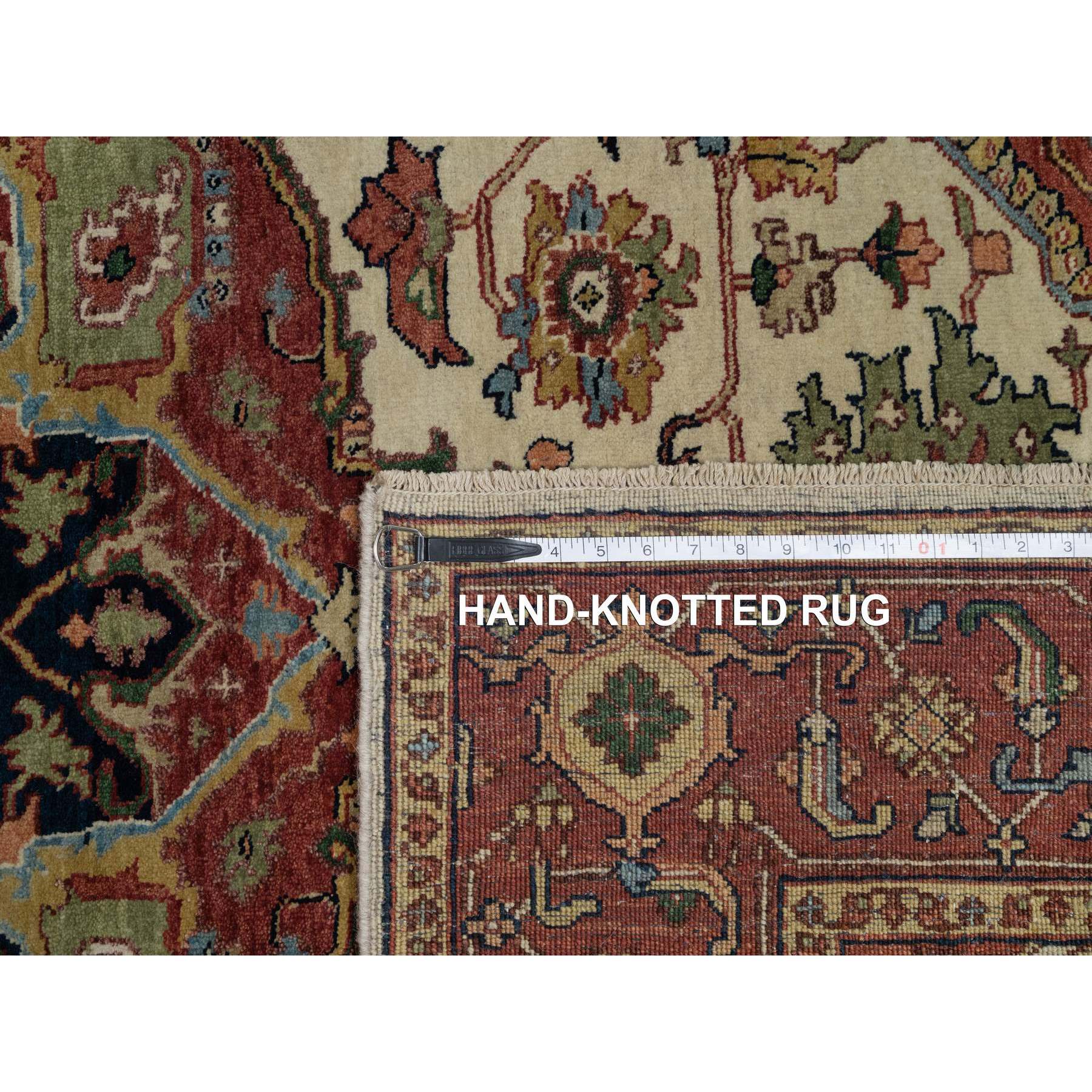 5'1"x7'2" Chiffon White, Antiqued Fine Heriz Re-Creation, Hand Knotted, Soft Wool, Lush and Plush, Vegetable Dyes, Denser Weave, Oriental Rug Sh91395