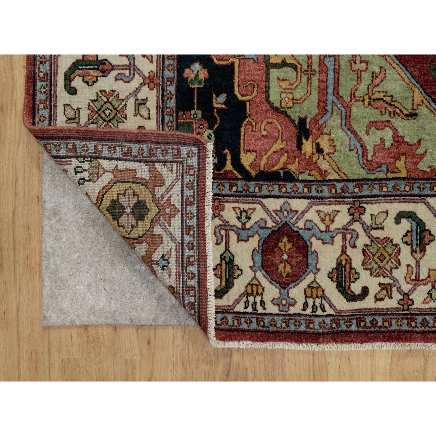 6'1"x9'2" Brick Red, Antiqued Fine Heriz Re-Creation with Medallion Design, Plush and Lush Pile, Hand Knotted, 100% Wool, Denser Weave, Vegetable Dyes, Oriental Rug Sh91397