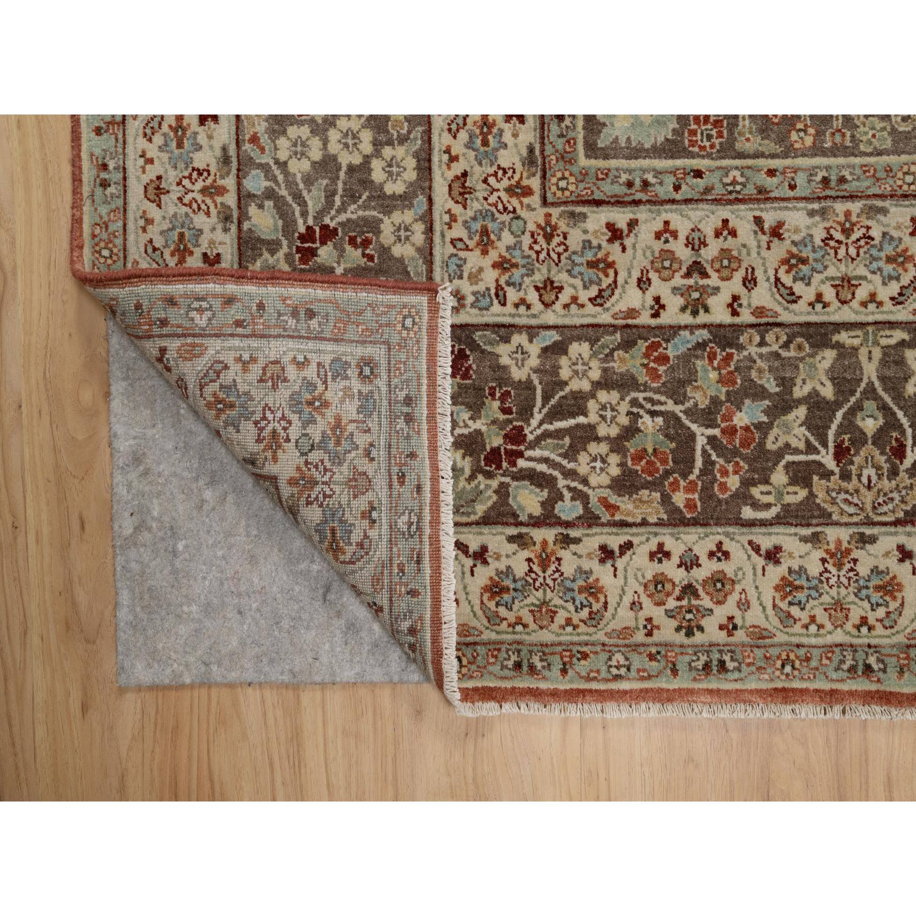 8'1"x10'1" Auburn Red, Antiqued Fine Heriz Re-Creation with Large Medallion Design, Plush and Lush, Hand Knotted, 100% Wool, Denser Weave, Oriental Rug Sh91400