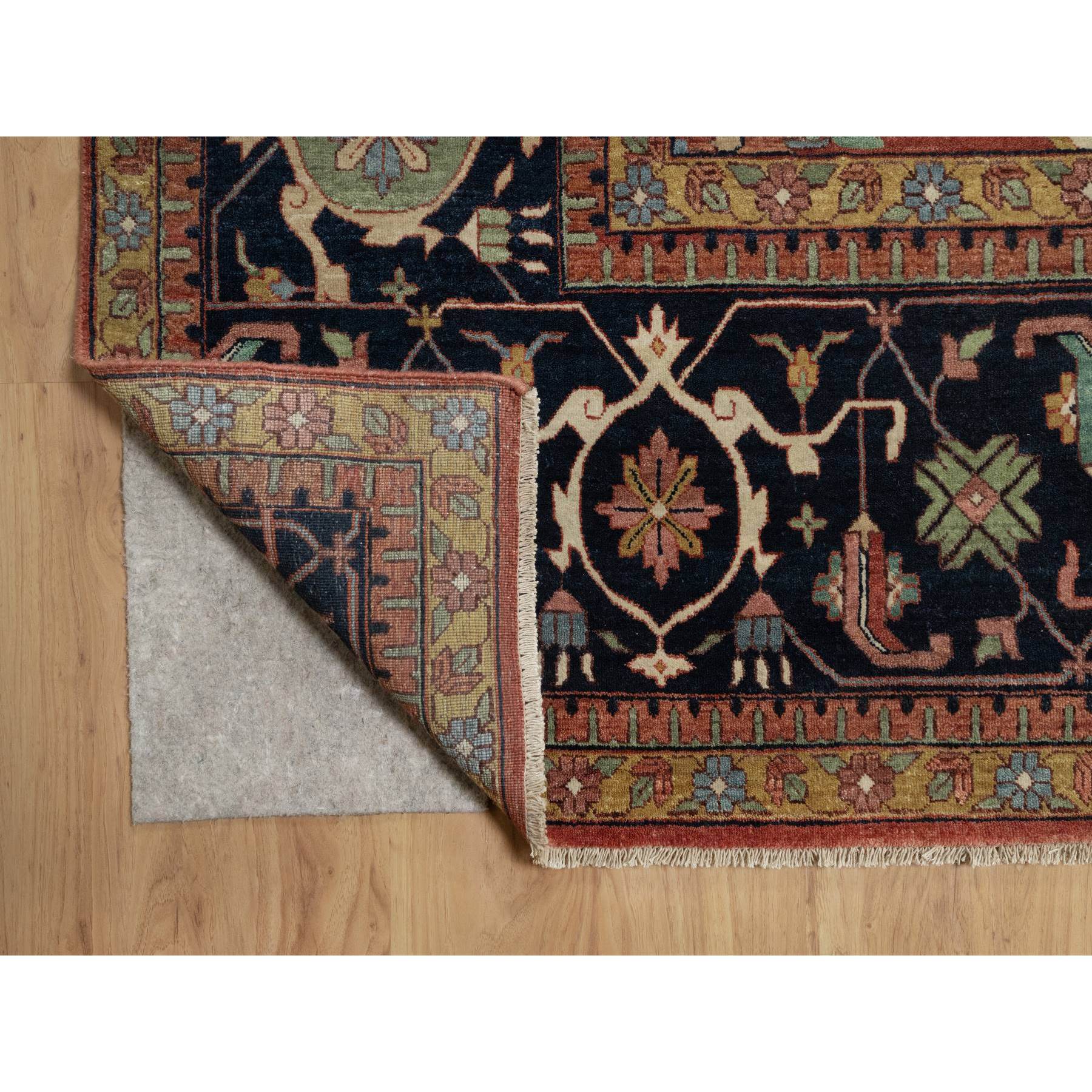 16'2"x16'2" Auburn Red, Antiqued Fine Heriz Re-Creation, Hand Knotted, Soft 100% Wool, Denser Weave, Vegetable Dyes, Lush and Plush, Square, Oriental Rug Sh91404