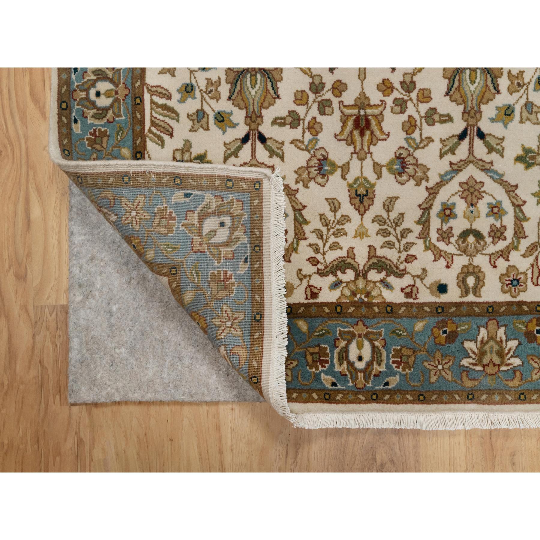 3'x5' Swan White, 300 KPSI, Hand Spun New Zealand Wool, Kashan Design, Hand Knotted, Oriental Rug Sh91407