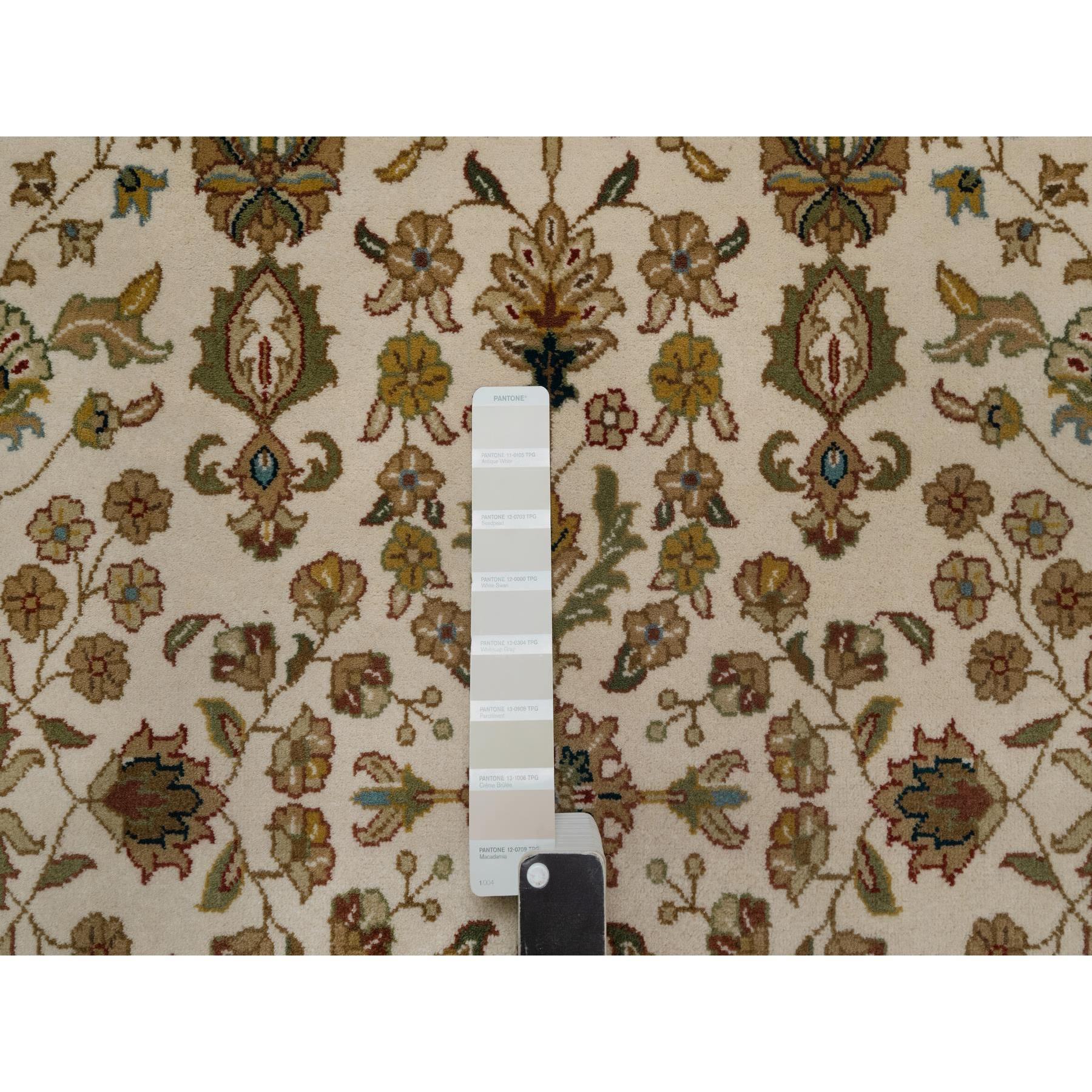 3'x5' Swan White, 300 KPSI, Hand Spun New Zealand Wool, Kashan Design, Hand Knotted, Oriental Rug Sh91407