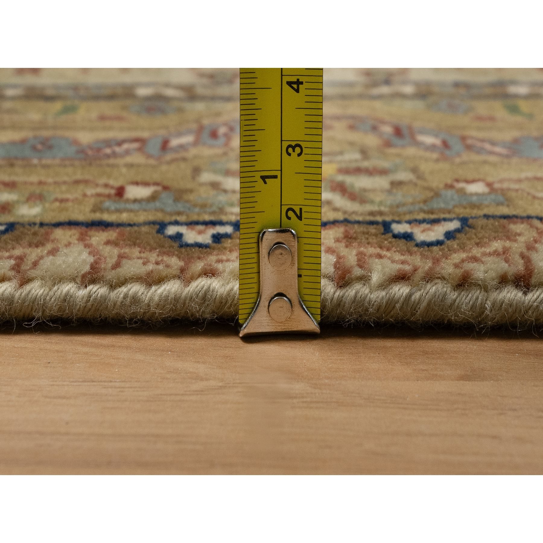 2'10"x12' Peanut Brown, Tabriz Revival, 300 KPSI, Hand Spun New Zealand Wool and Silk, Denser Weave, Hand Knotted, Thick and Plush, Runner, Oriental Rug Sh91410