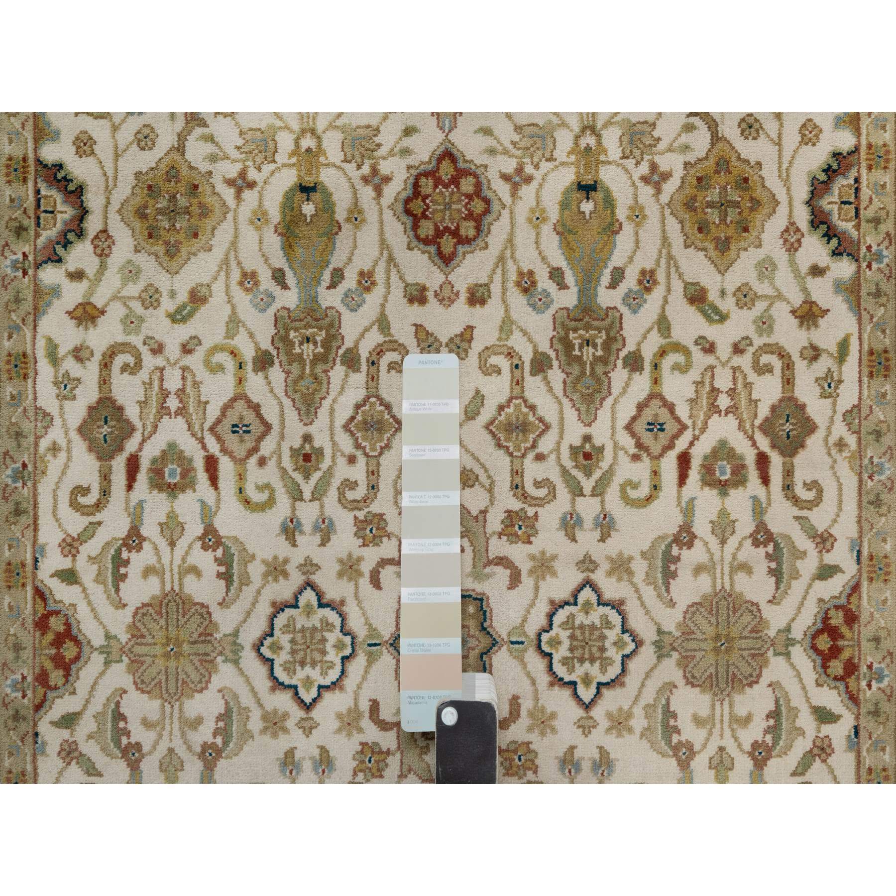 3'1"x15'6" Parchment White, Tabriz Revival, 300 KPSI, Hand Knotted, Hand Spun New Zealand Wool, XL Runner, Oriental Rug Sh91411