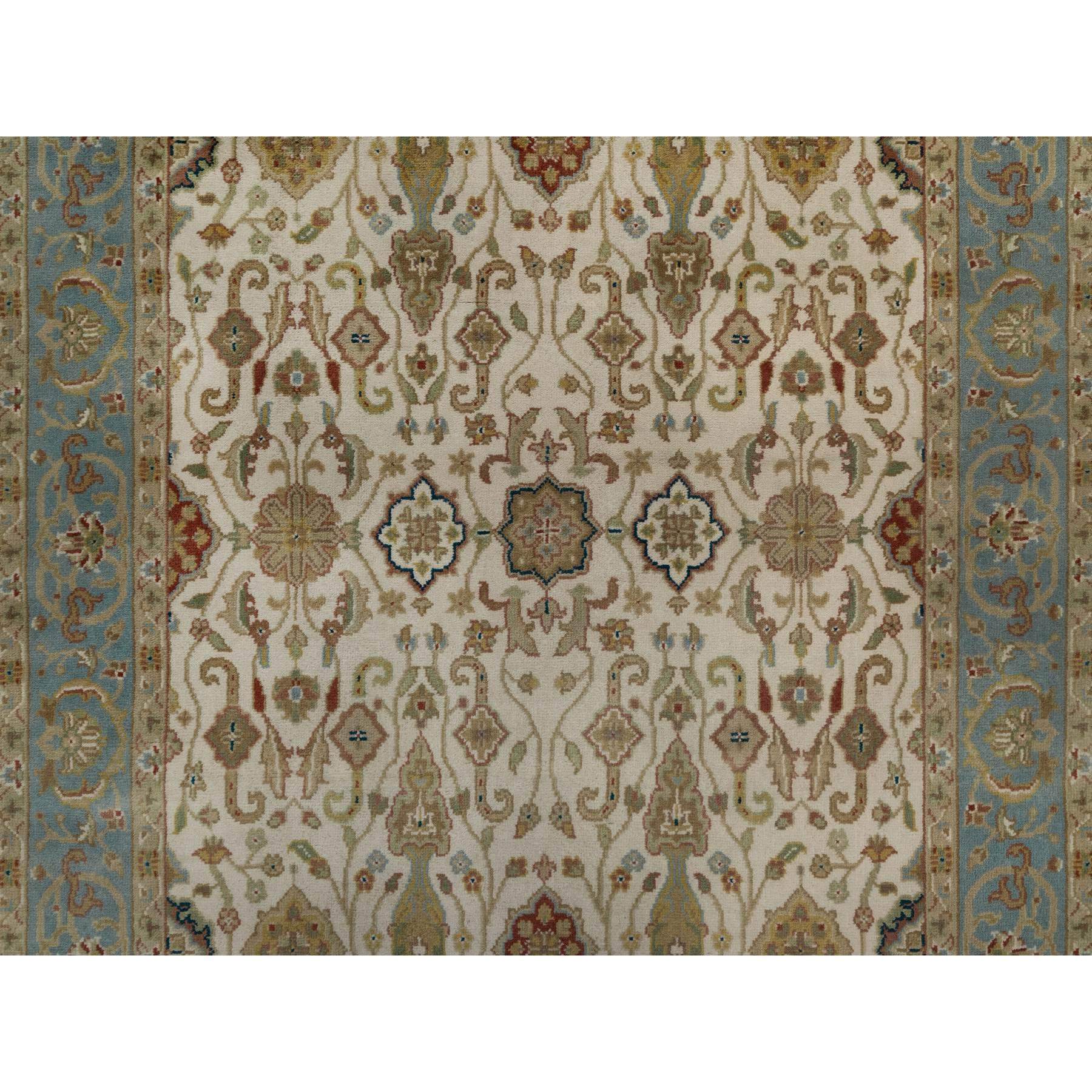 3'1"x15'6" Parchment White, Tabriz Revival, 300 KPSI, Hand Knotted, Hand Spun New Zealand Wool, XL Runner, Oriental Rug Sh91411