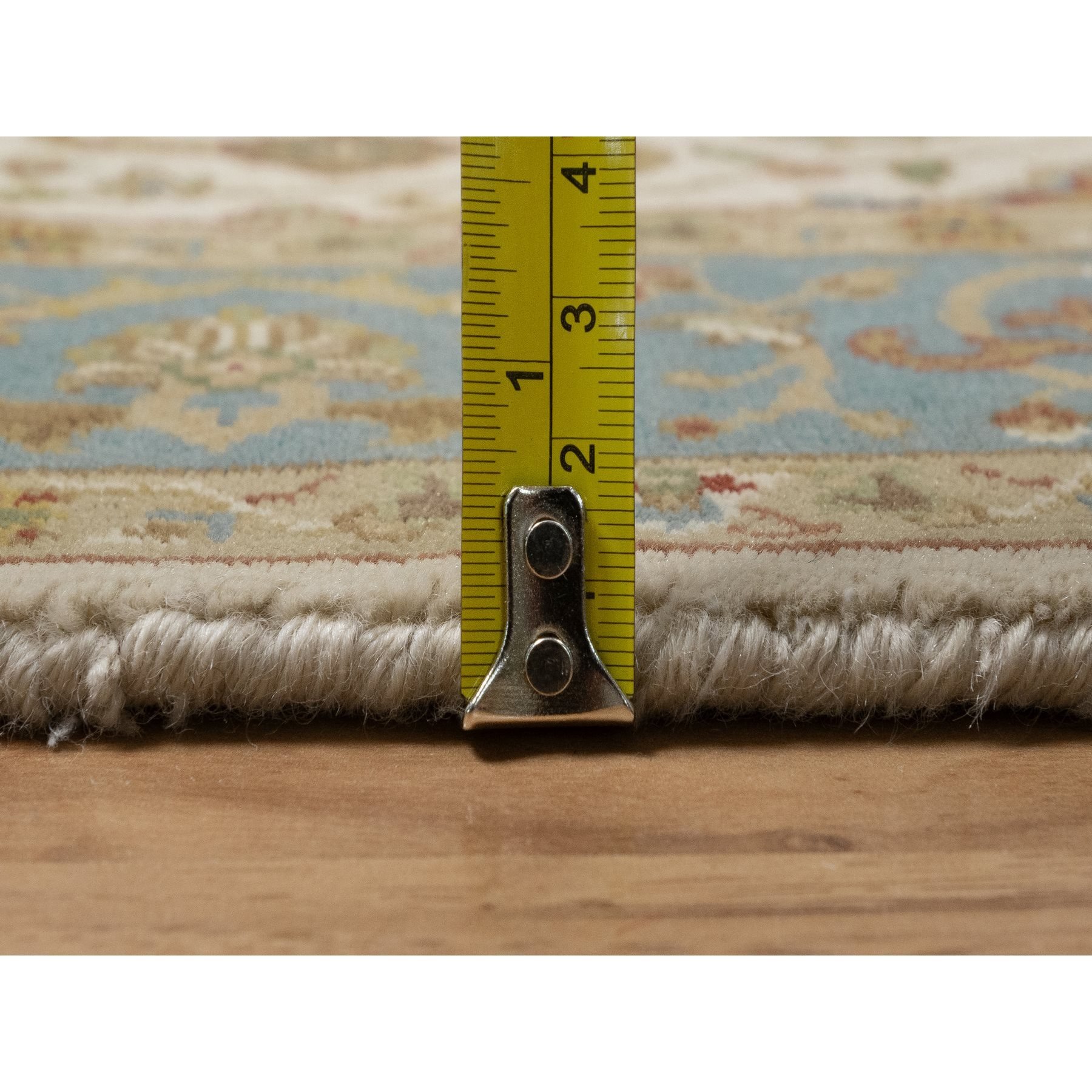 3'1"x15'6" Parchment White, Tabriz Revival, 300 KPSI, Hand Knotted, Hand Spun New Zealand Wool, XL Runner, Oriental Rug Sh91411