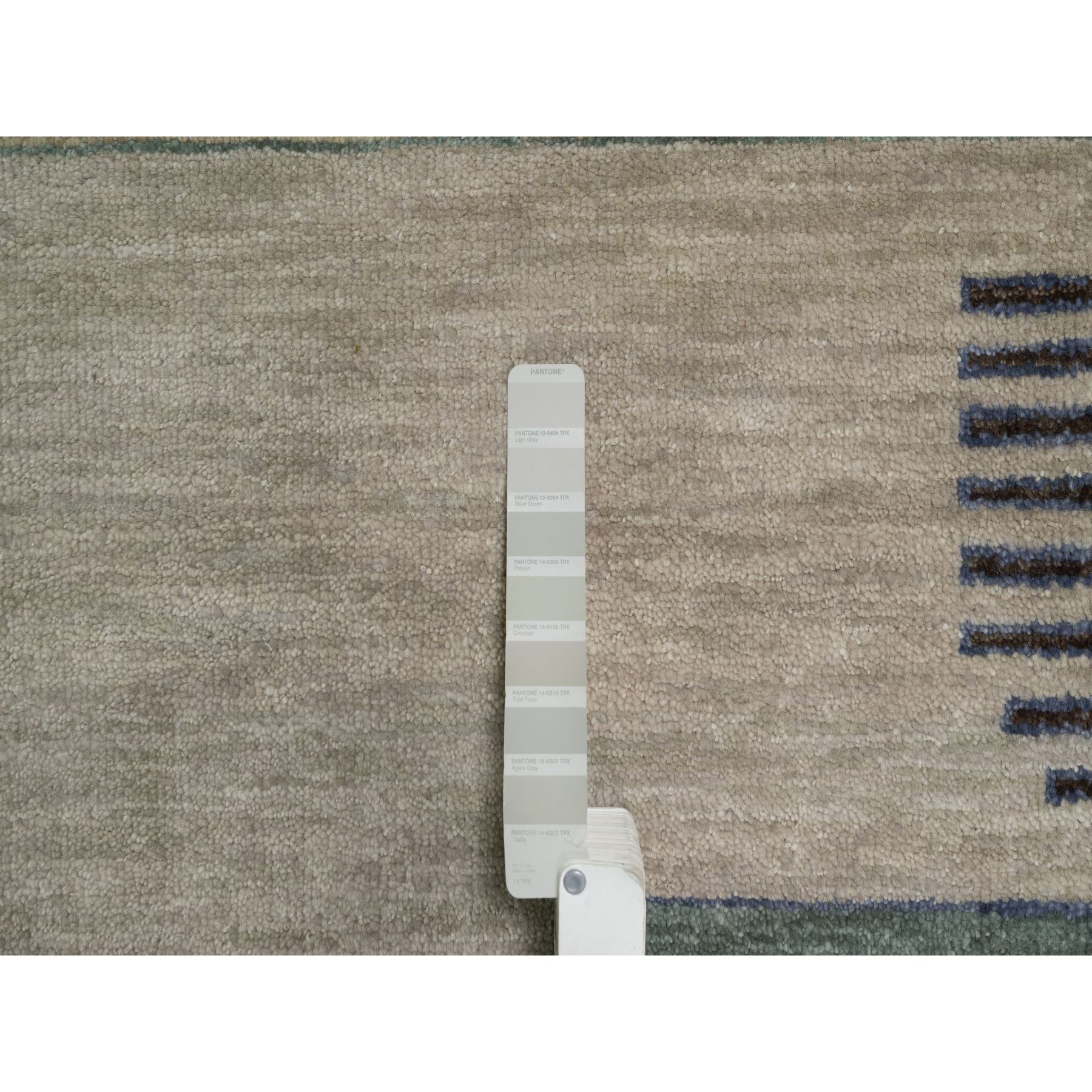 10'x14'1" Beige, Southwestern American Indian Design with Piled Construction, Plush and Lush, Hand Knotted, Pure Wool, Oriental Rug Sh91413