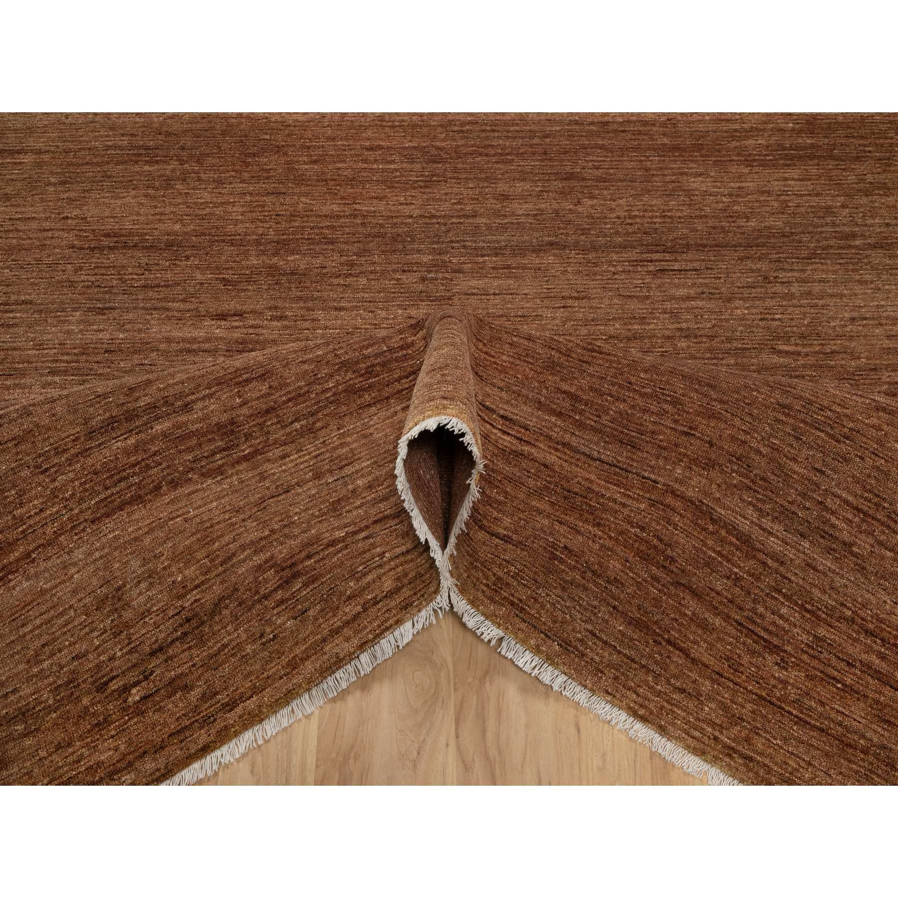 8'2"x10' Chocolate Brown, Plain Solid Design, Shaved Low, Zero Pile, 100% Wool, Hand Knotted, Oriental Rug Sh91416