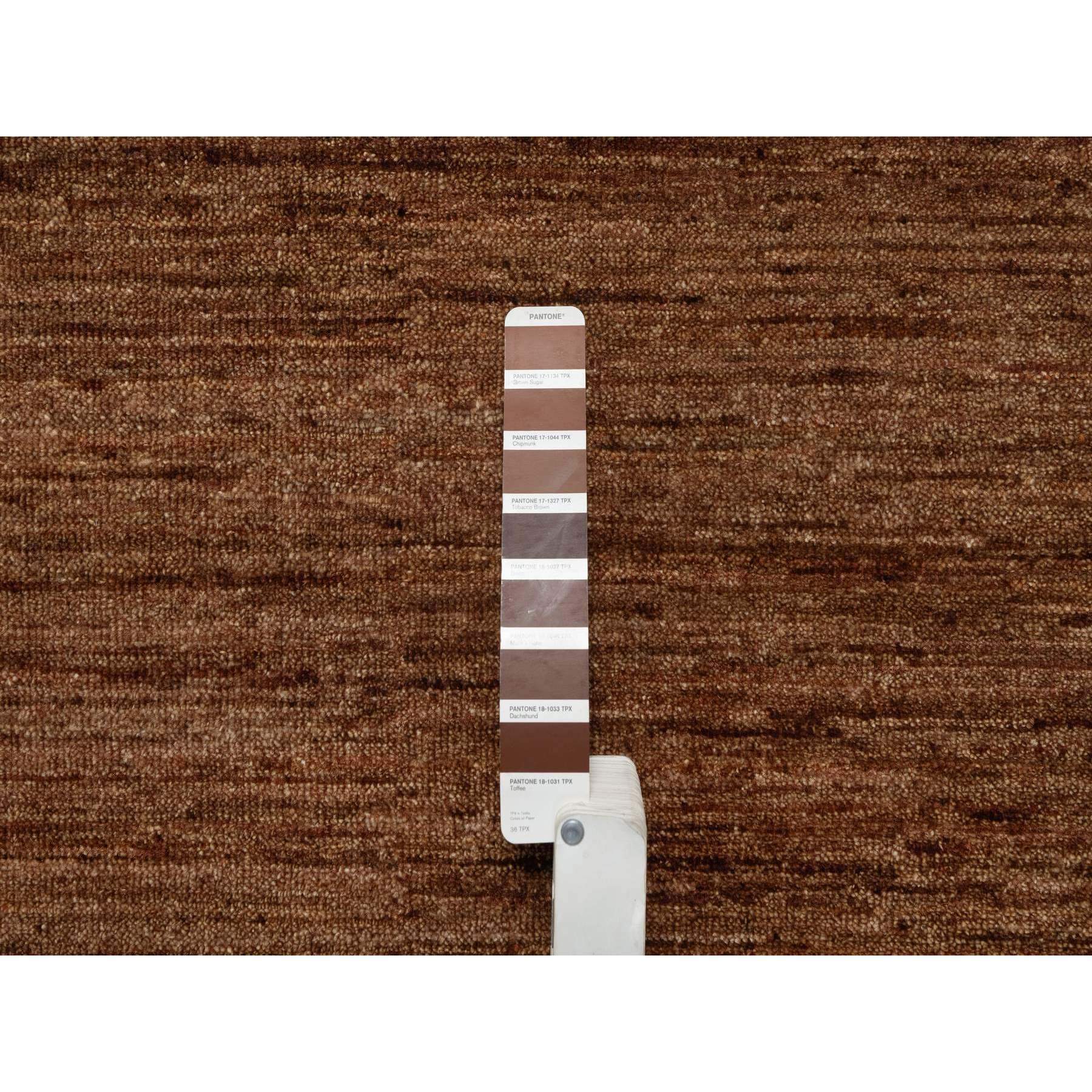 8'2"x10' Chocolate Brown, Plain Solid Design, Shaved Low, Zero Pile, 100% Wool, Hand Knotted, Oriental Rug Sh91416