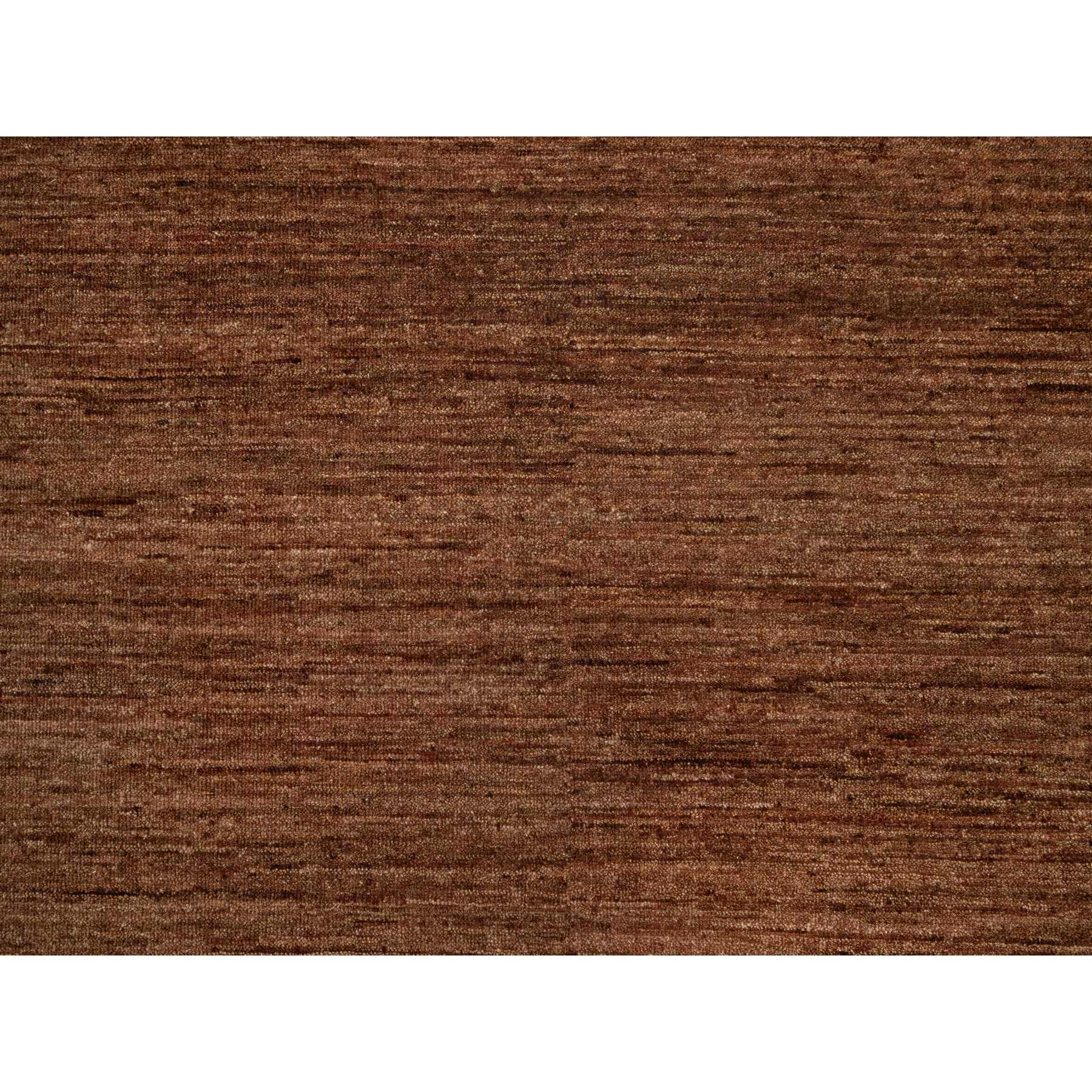 8'2"x10' Chocolate Brown, Plain Solid Design, Shaved Low, Zero Pile, 100% Wool, Hand Knotted, Oriental Rug Sh91416