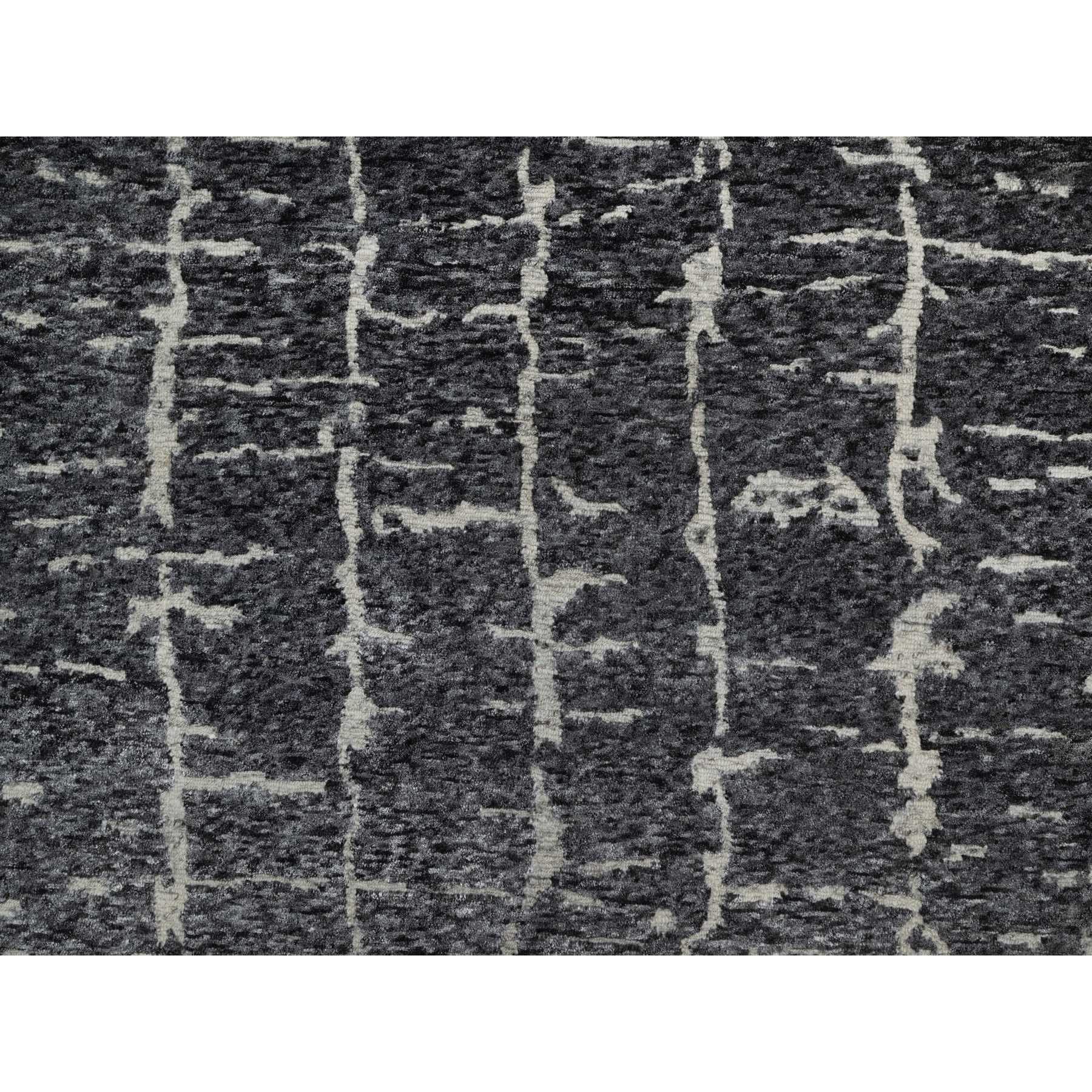 8'x10'1" Charcoal Black, Nepali Weave, Modern Design, Pure Wool, Hand Knotted, Densely Woven, Oriental Rug Sh91419