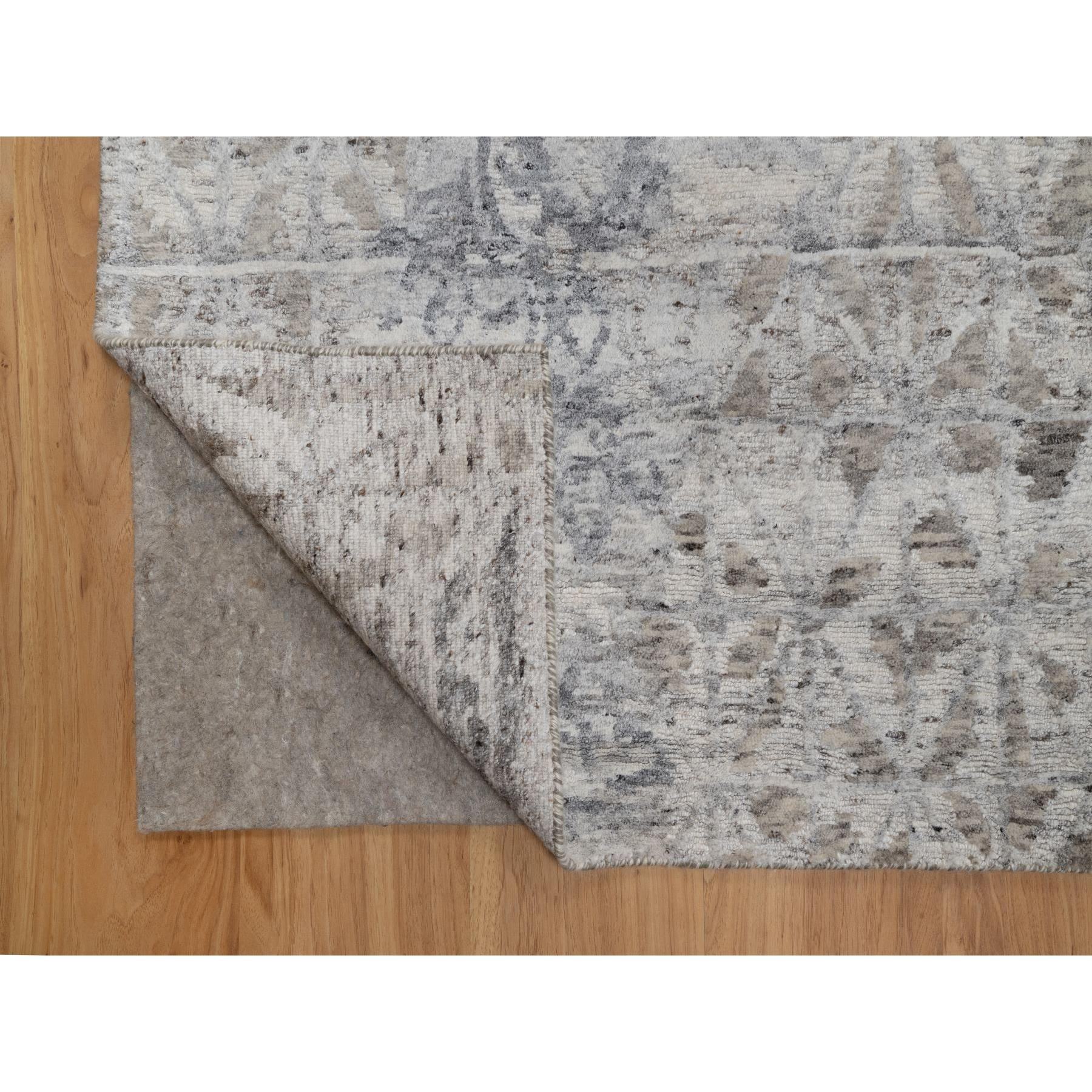 8'x10'1" Whisper White, Nepali Weave with Modern Design, 100% Undyed Natural Wool, Tone on Tone, Hand Knotted, Oriental Rug Sh91422