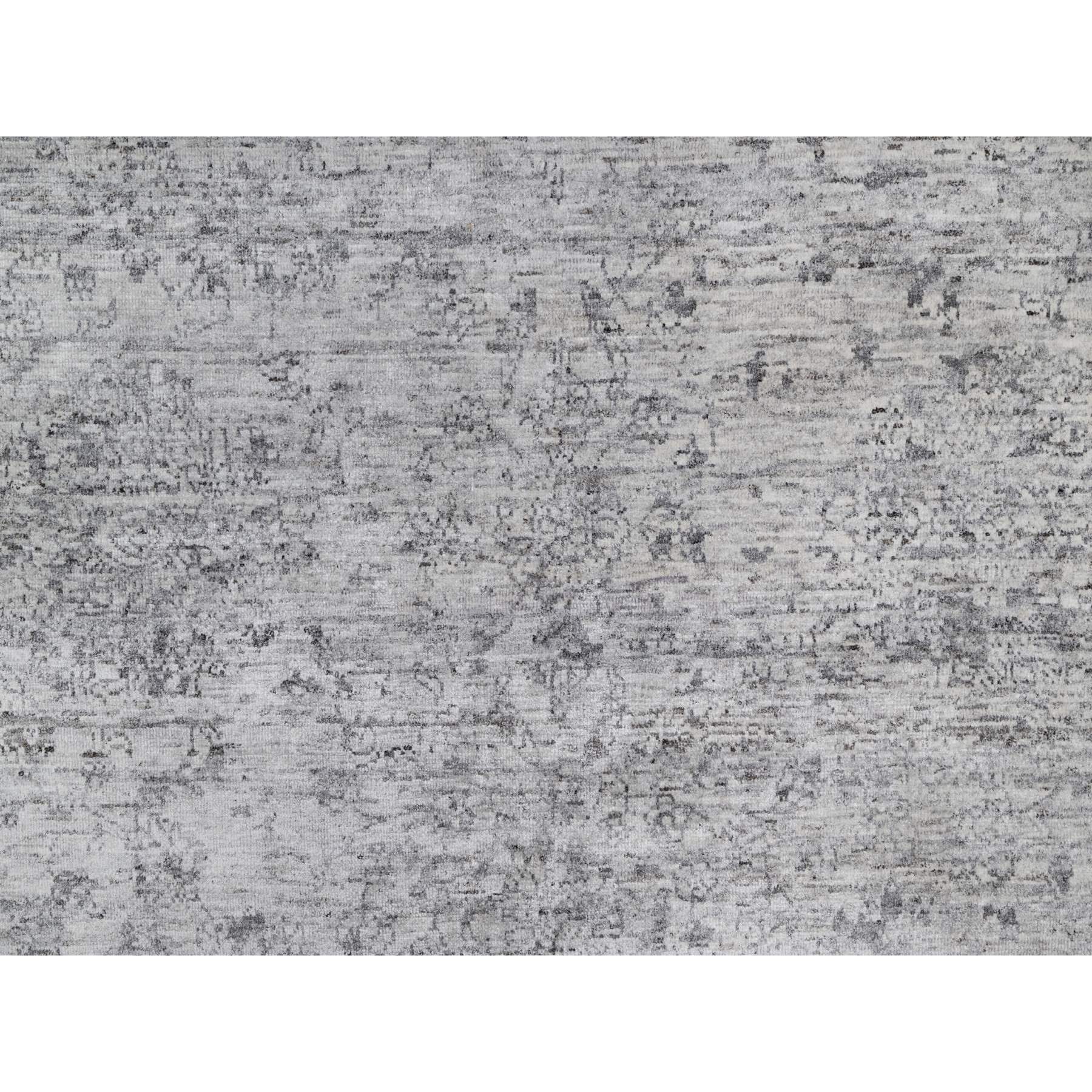 7'10"x10' Porcelain White with Soft Colors, Nepali Weave, Modern Design, Undyed Natural Wool, Shaved Low, Tone on Tone, Hand Knotted, Oriental Rug Sh91423
