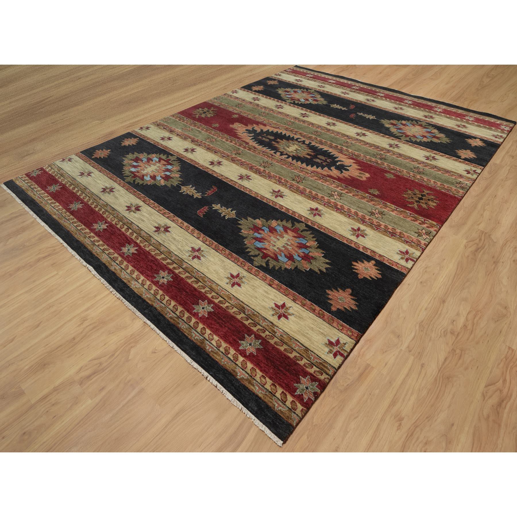 10'x14' Beige, Southwestern American Indian Design with Piled Construction, Plush and Lush, Hand Knotted, Pure Wool, Oriental Rug Sh91425