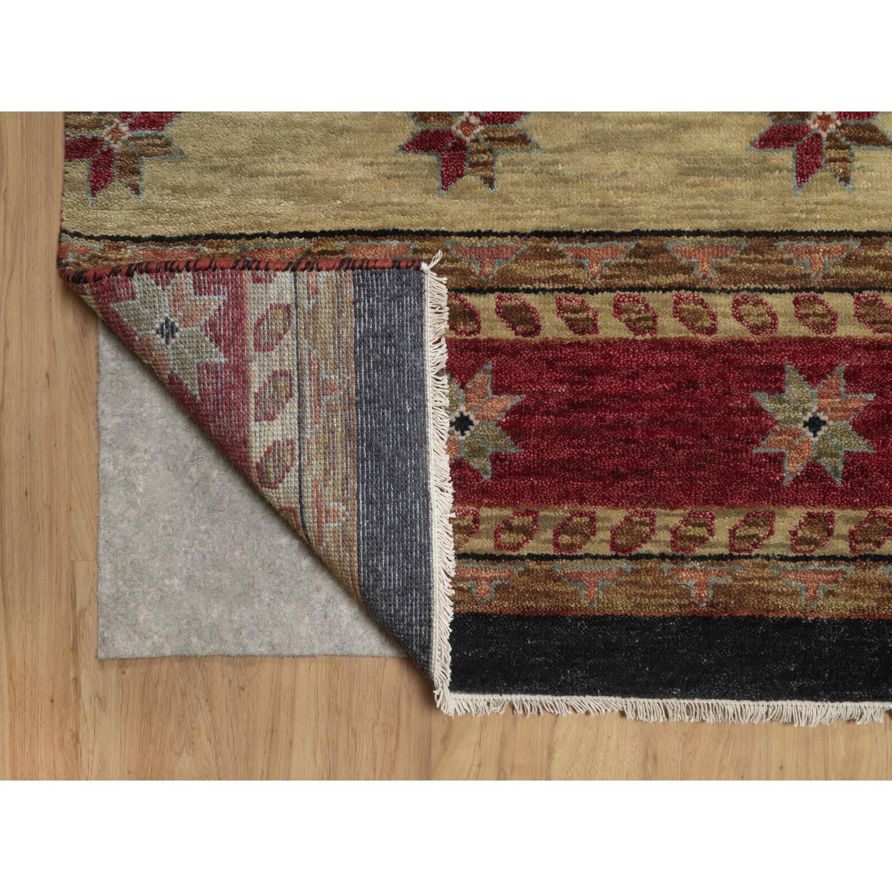 10'x14' Beige, Southwestern American Indian Design with Piled Construction, Plush and Lush, Hand Knotted, Pure Wool, Oriental Rug Sh91425