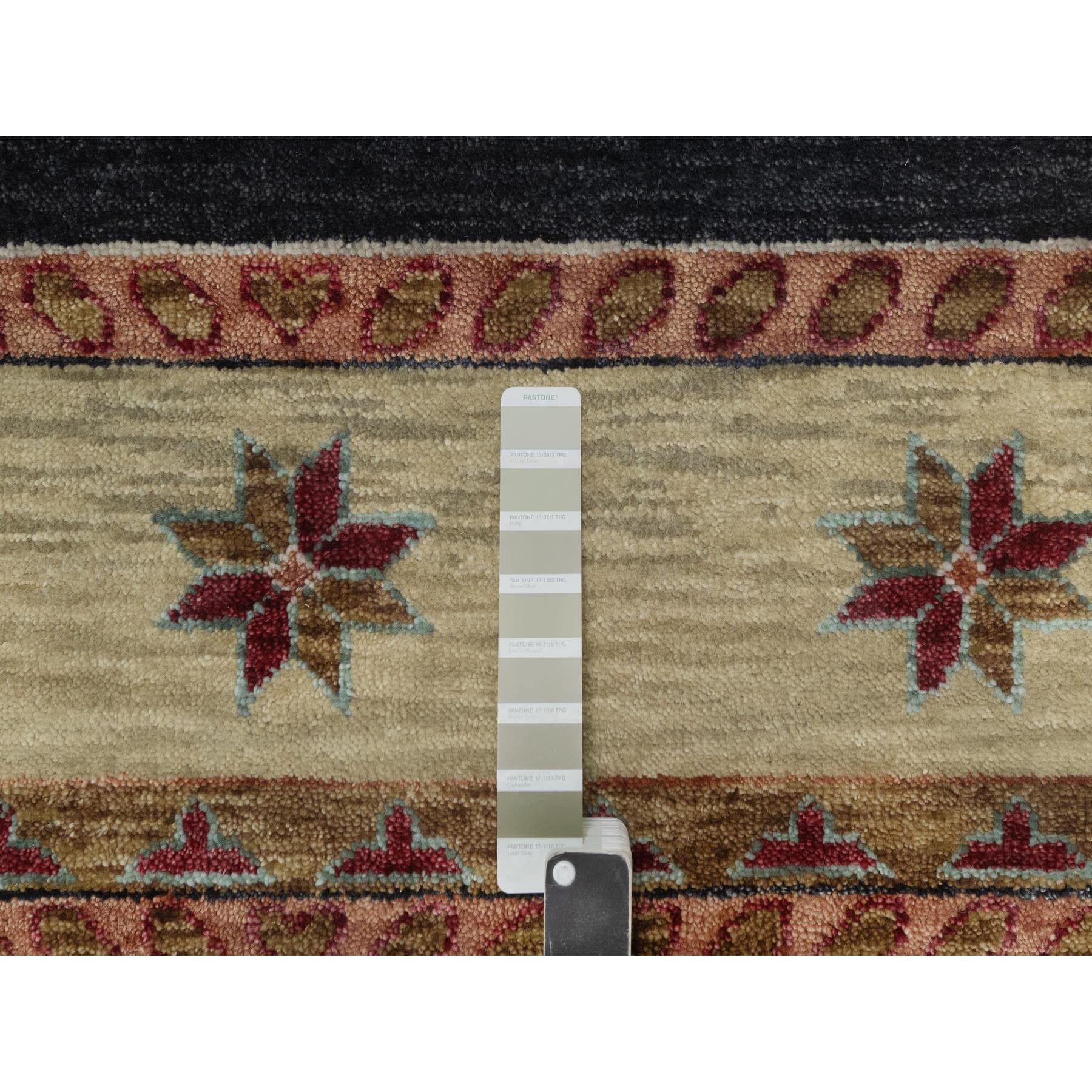 10'x14' Beige, Southwestern American Indian Design with Piled Construction, Plush and Lush, Hand Knotted, Pure Wool, Oriental Rug Sh91425