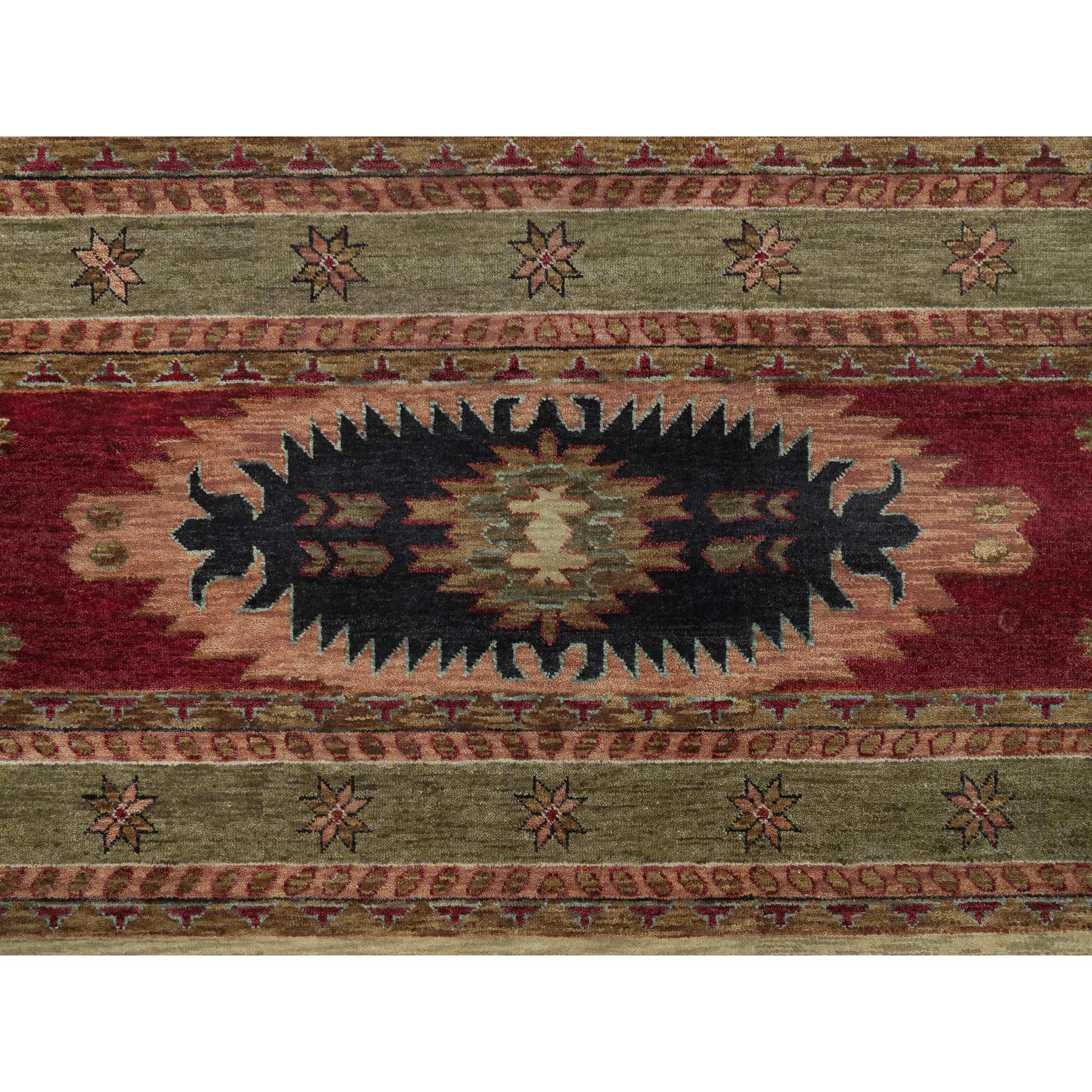 10'x14' Beige, Southwestern American Indian Design with Piled Construction, Plush and Lush, Hand Knotted, Pure Wool, Oriental Rug Sh91425