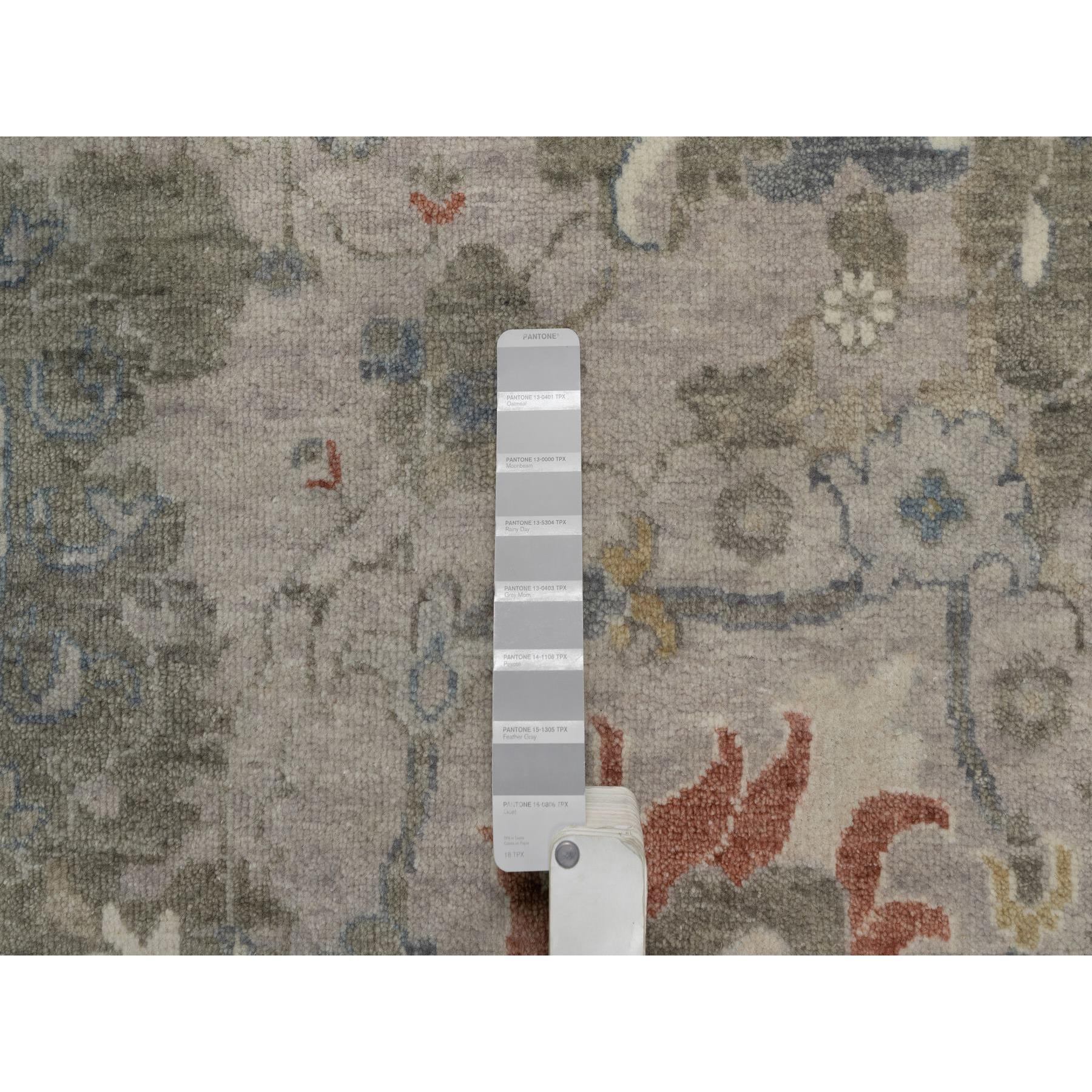 9'x12'1" Shades of Gray, Broken Pattern with Oushak Design, 100% Wool, Hand Knotted, Borderless, Oriental Rug Sh91430