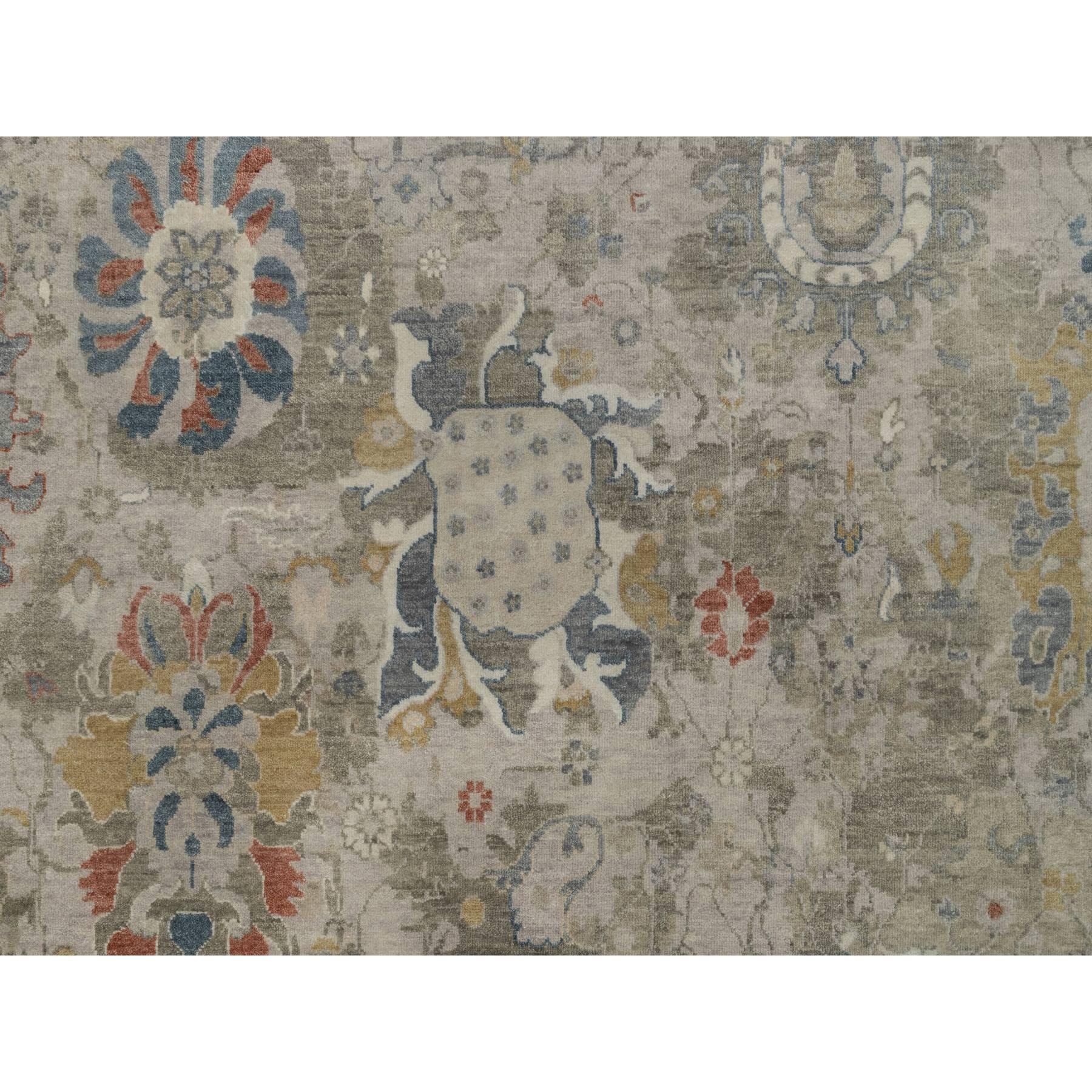 9'x12'1" Shades of Gray, Broken Pattern with Oushak Design, 100% Wool, Hand Knotted, Borderless, Oriental Rug Sh91430