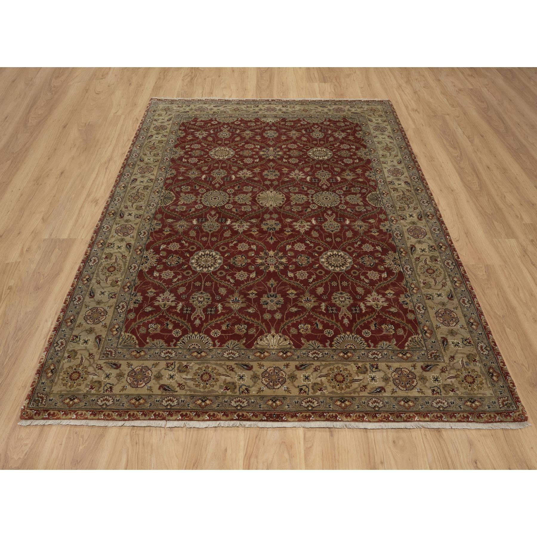 5'9"x8' Syrah Red, Hereke with All Over Design, 300 KPSI, Wool and Silk, Hand Knotted, Oriental Rug Sh91436