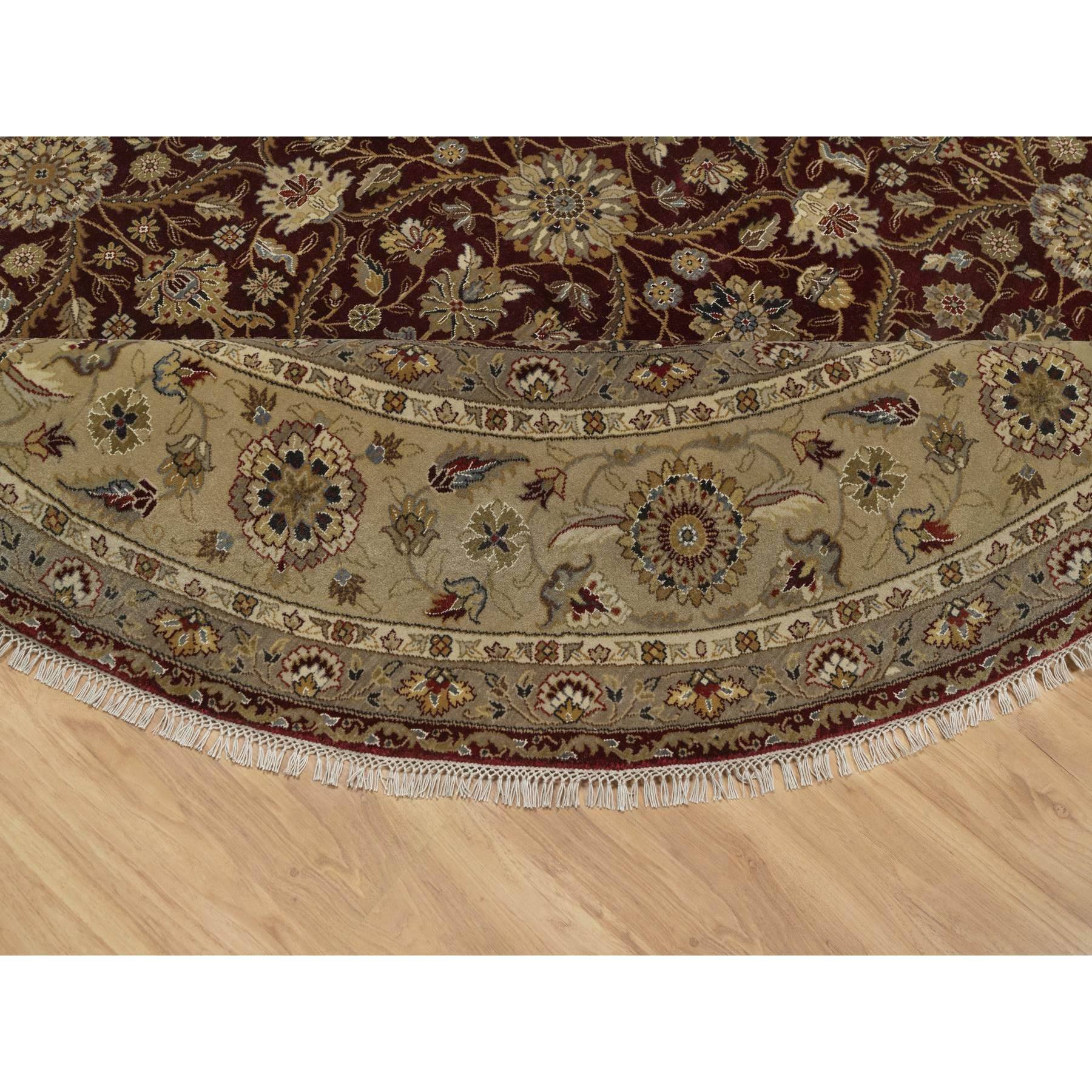 8'1"x8'1" Wine Red, Hereke with All Over Design, 300 KPSI, Wool and Silk, Hand Knotted, Round, Oriental Rug Sh91438
