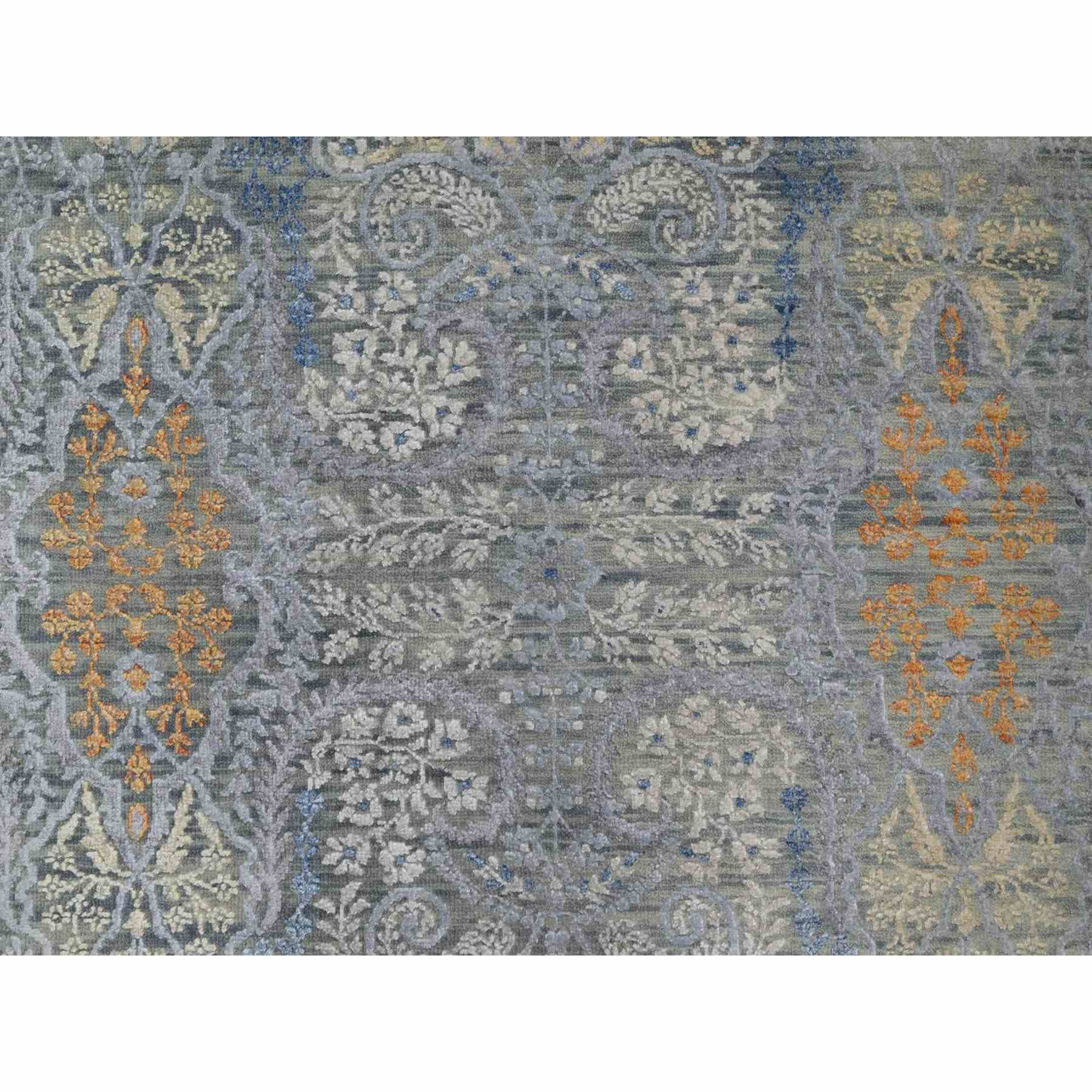 8'x10' Misty Gray, Jewelry Design, Wool with Textured Silk, Tone on Tone, Transitional, Hand Knotted, Oriental Rug Sh91443