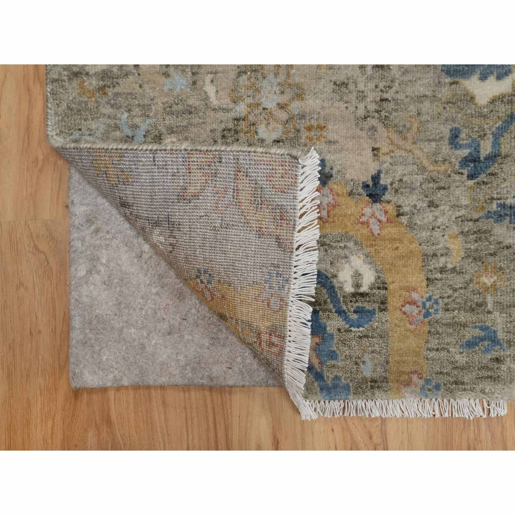 2'x3'1" Cedar Brown, Broken Pattern with Oushak Design, Borderless, 100% Wool, Hand Knotted, Mat, Sample, Oriental Rug Sh91447