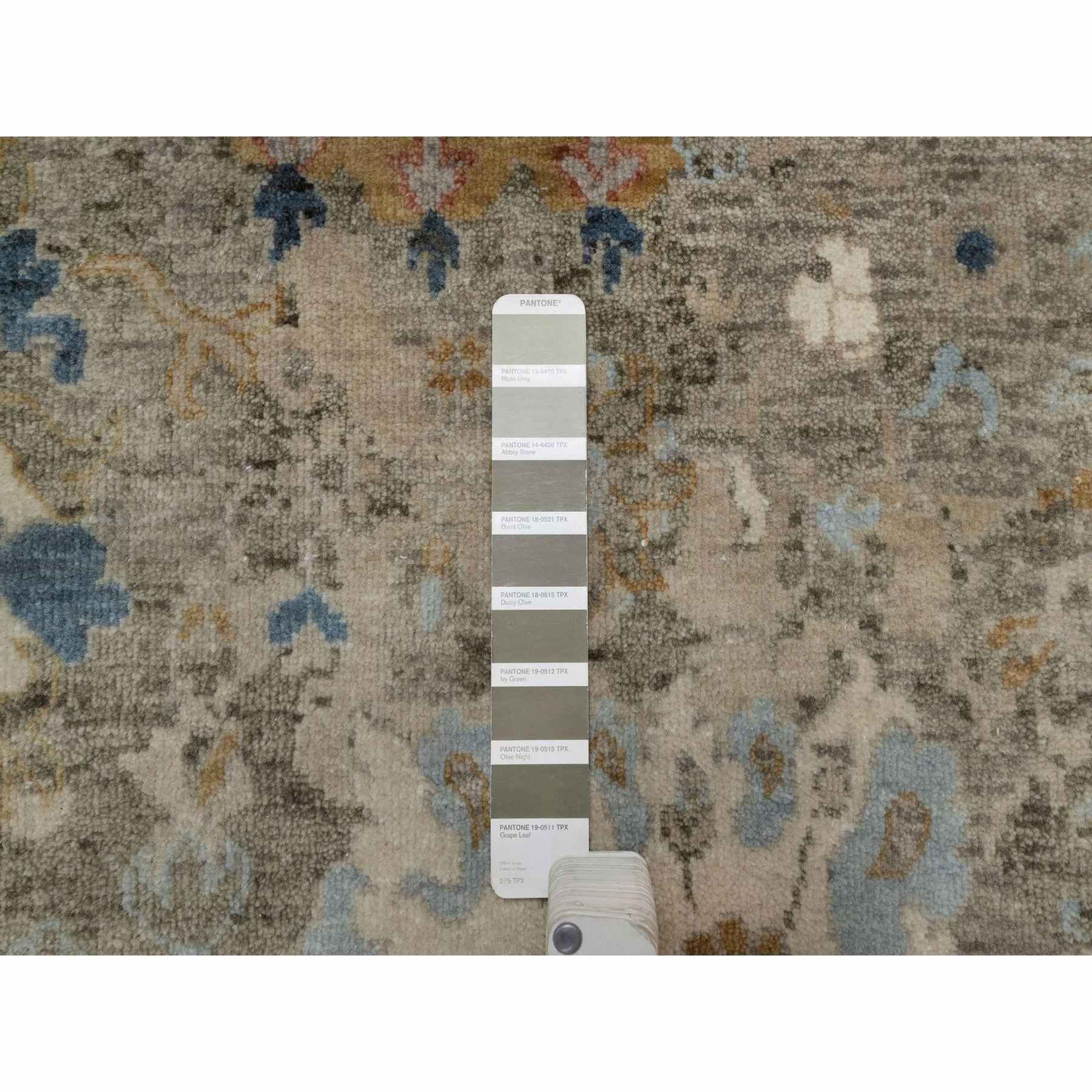 2'x3'1" Cedar Brown, Broken Pattern with Oushak Design, Borderless, 100% Wool, Hand Knotted, Mat, Sample, Oriental Rug Sh91447