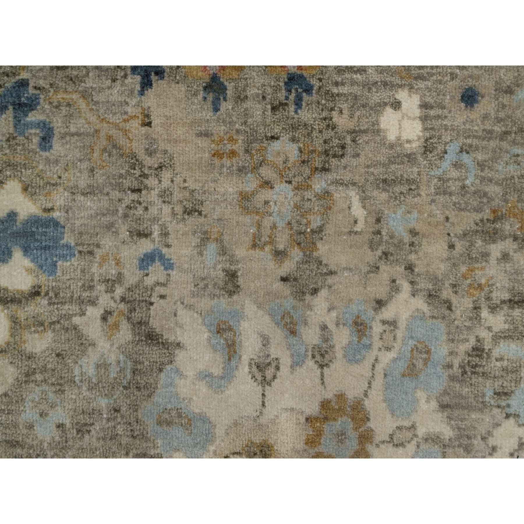 2'x3'1" Cedar Brown, Broken Pattern with Oushak Design, Borderless, 100% Wool, Hand Knotted, Mat, Sample, Oriental Rug Sh91447