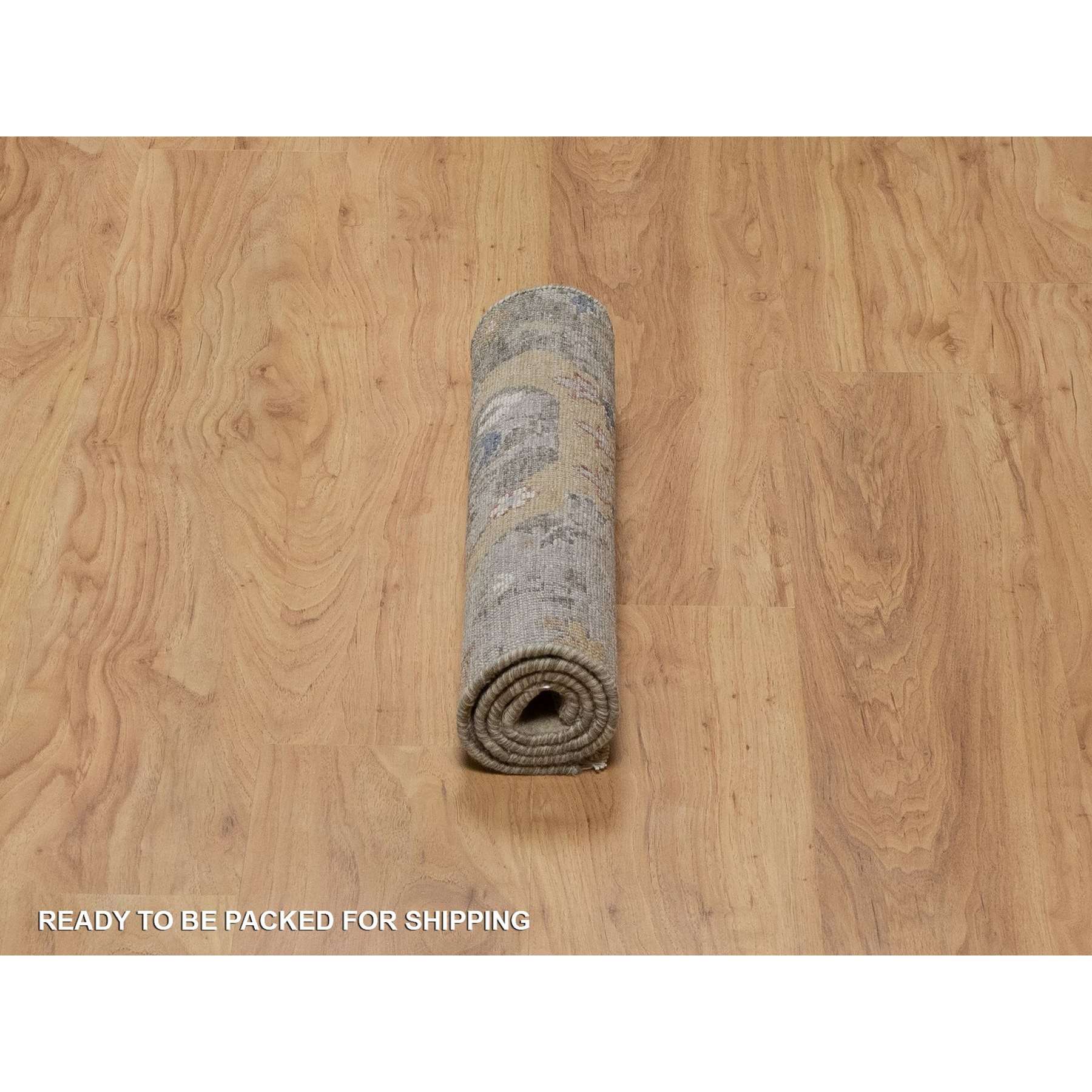 2'x3'1" Cedar Brown, Broken Pattern with Oushak Design, Borderless, 100% Wool, Hand Knotted, Mat, Sample, Oriental Rug Sh91447