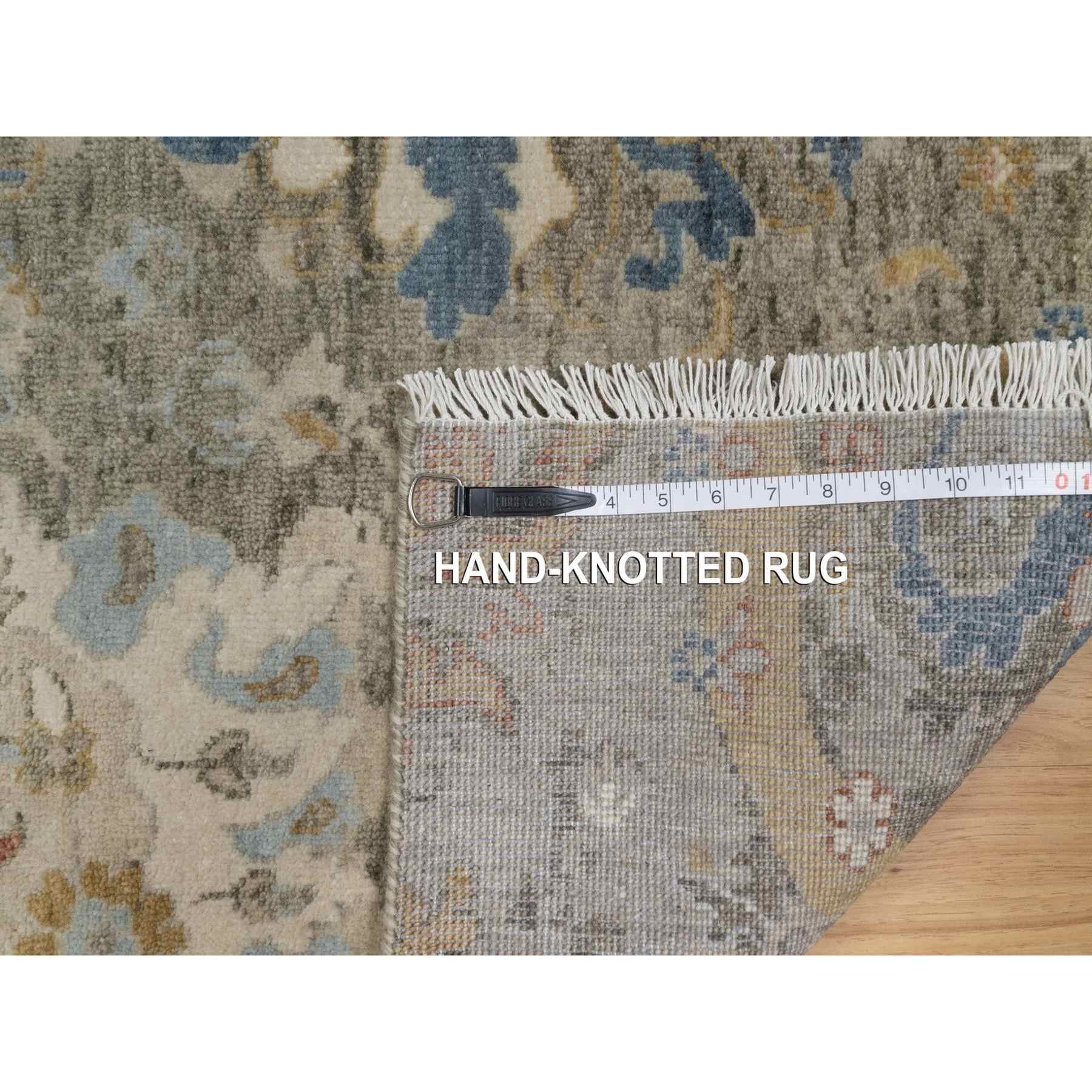 2'x3'1" Cedar Brown, Broken Pattern with Oushak Design, Borderless, 100% Wool, Hand Knotted, Mat, Sample, Oriental Rug Sh91447