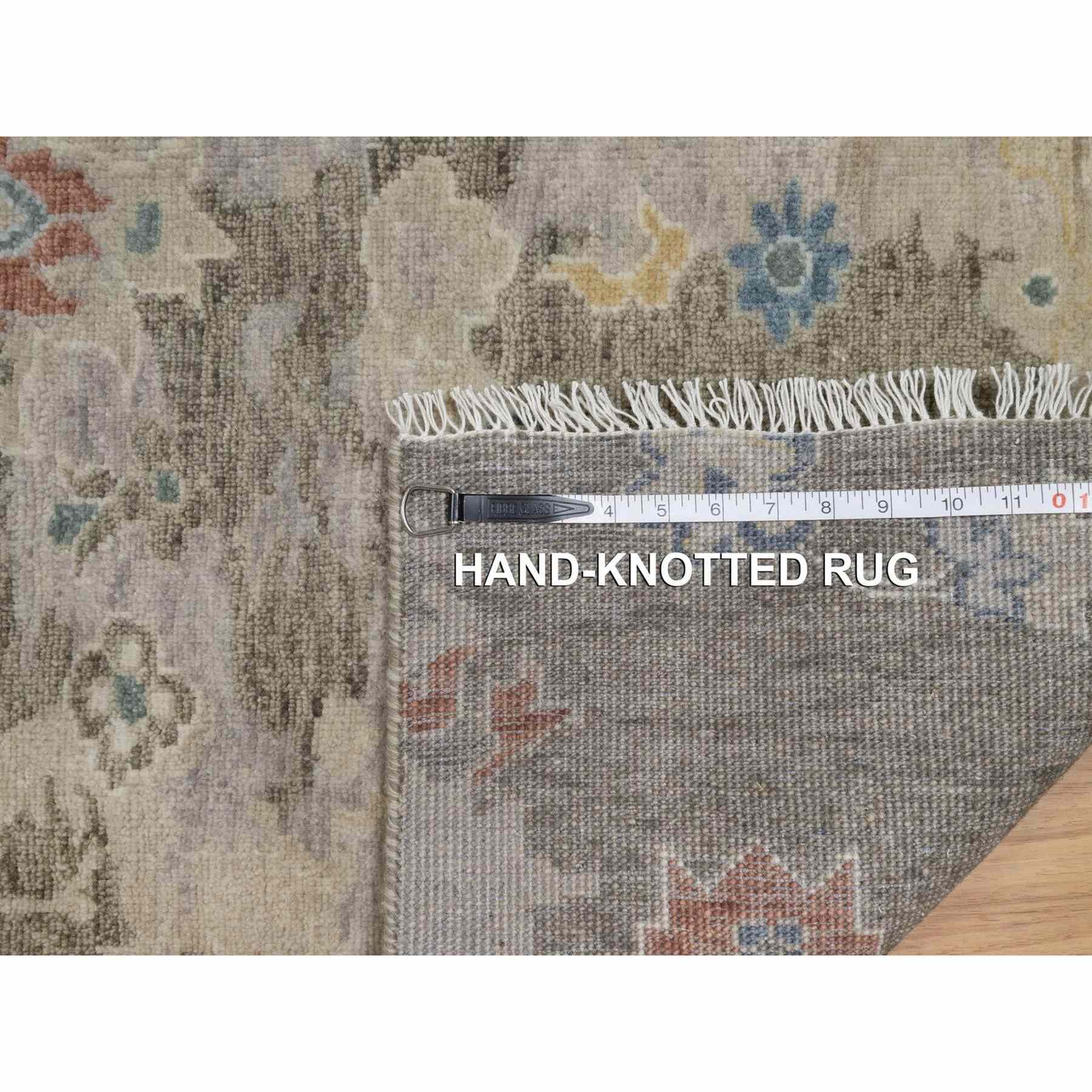 2'1"x3' Taupe Gray, Broken Pattern with Oushak Design, 100% Wool, Hand Knotted, Borderless, Mat, Sample, Oriental Rug Sh91448