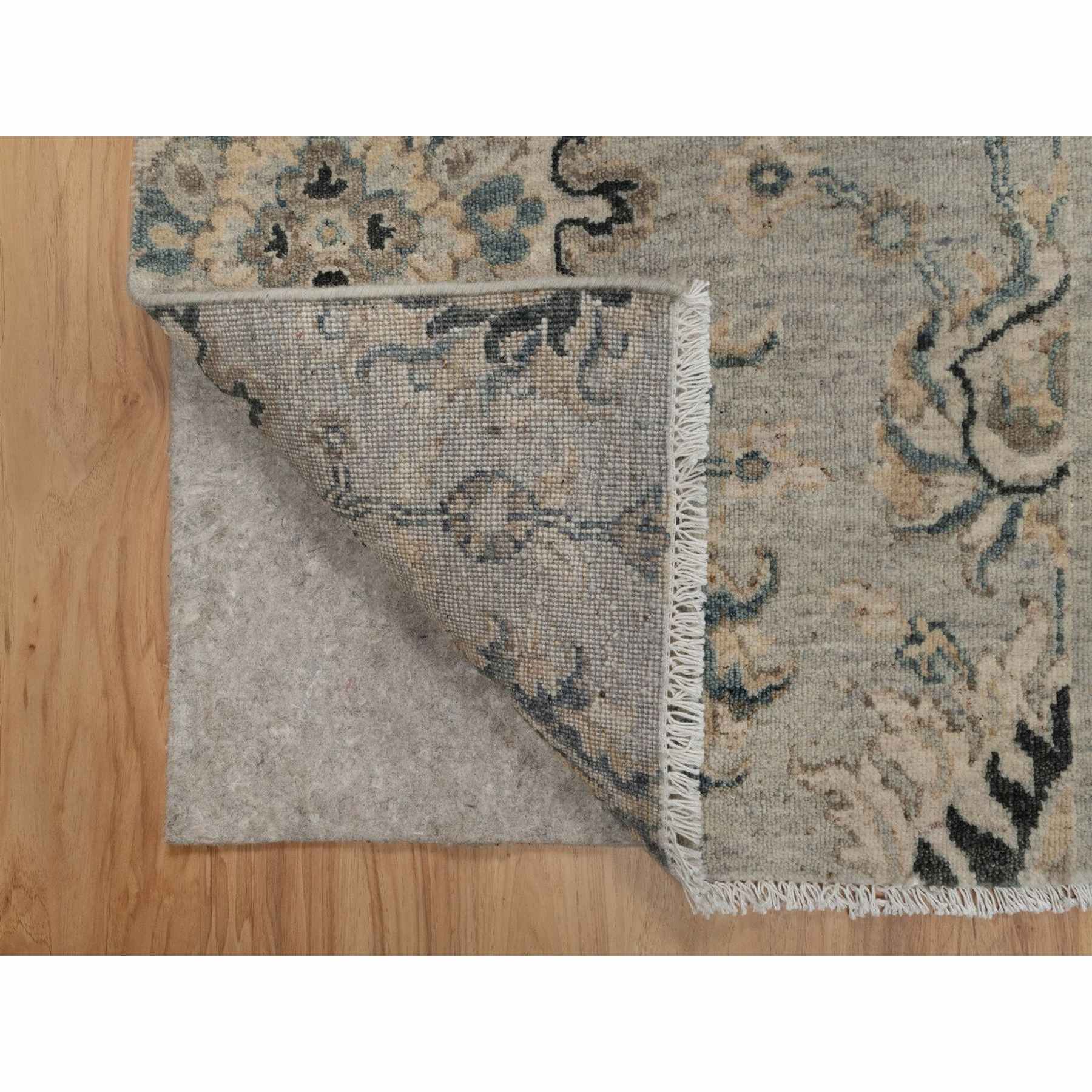 2'1"x3'1" Mink Gray, Broken Pattern with Oushak Design, 100% Wool, Hand Knotted, Borderless, Sample, Mat, Oriental Rug Sh91450