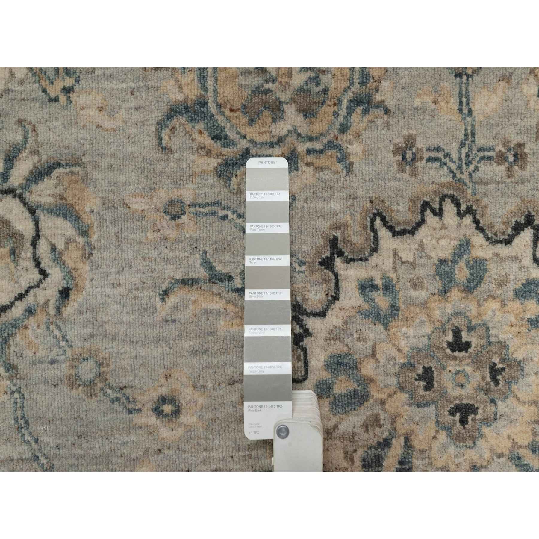 2'1"x3'1" Mink Gray, Broken Pattern with Oushak Design, 100% Wool, Hand Knotted, Borderless, Sample, Mat, Oriental Rug Sh91450