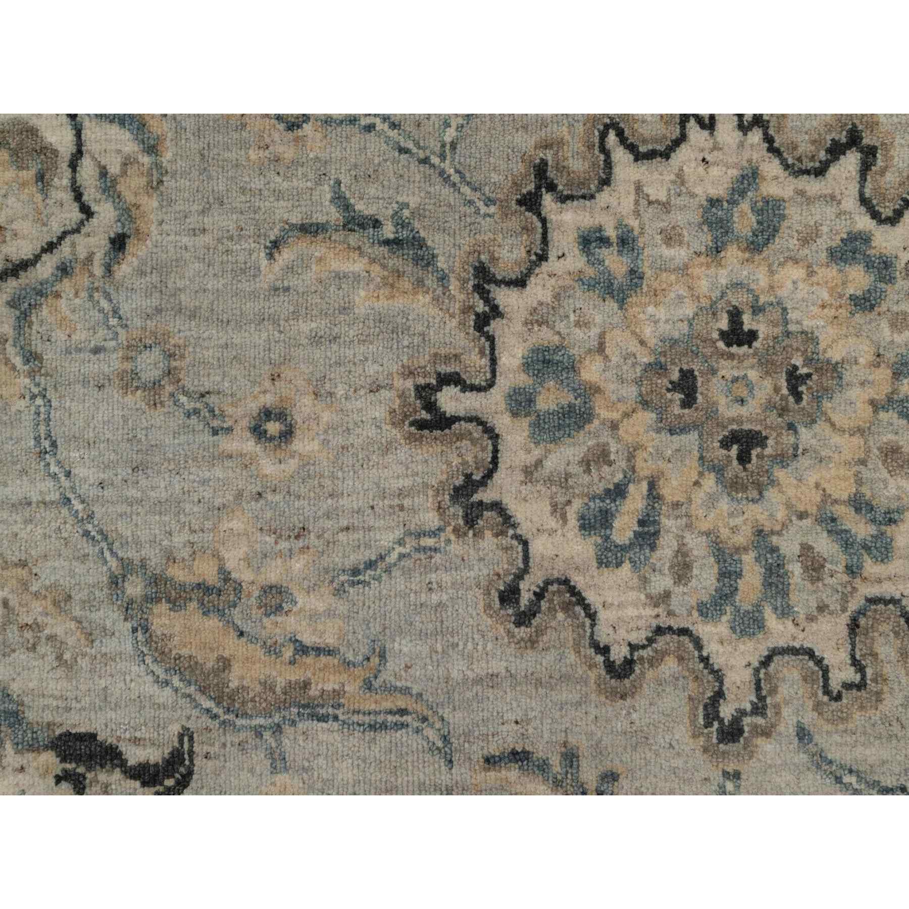 2'1"x3'1" Mink Gray, Broken Pattern with Oushak Design, 100% Wool, Hand Knotted, Borderless, Sample, Mat, Oriental Rug Sh91450