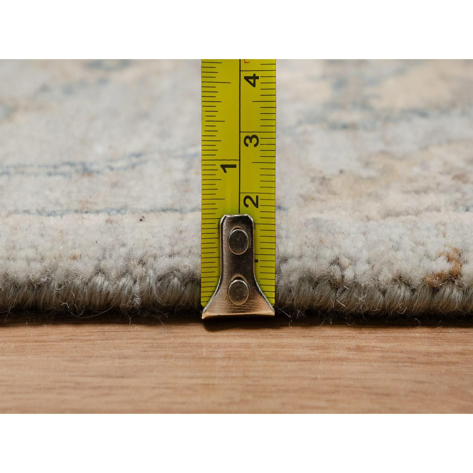 2'1"x3'1" Mink Gray, Broken Pattern with Oushak Design, 100% Wool, Hand Knotted, Borderless, Sample, Mat, Oriental Rug Sh91450