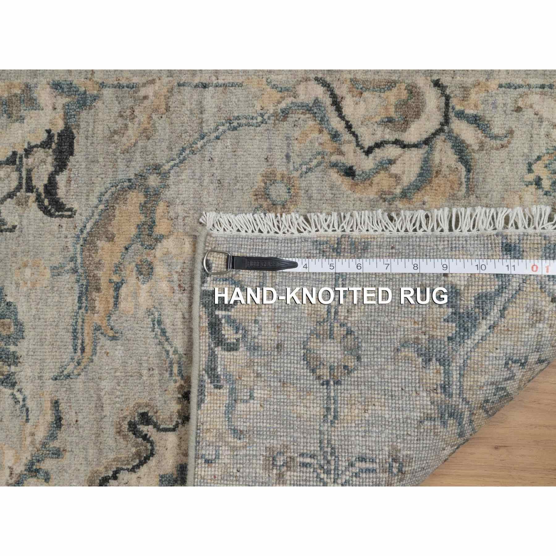 2'1"x3'1" Mink Gray, Broken Pattern with Oushak Design, 100% Wool, Hand Knotted, Borderless, Sample, Mat, Oriental Rug Sh91450