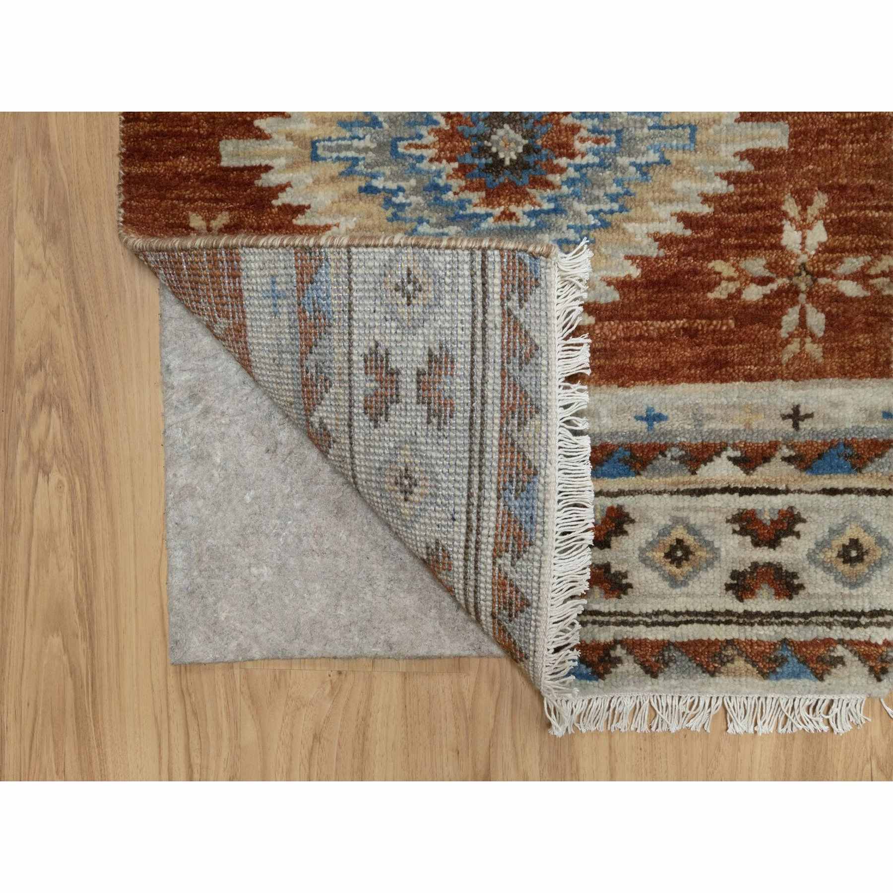 2'x4' Umber Brown, Southwestern American Indian Design with Piled Construction, Plush and Lush, Hand Knotted, Pure Wool, Mat, Sample, Oriental Rug Sh91452