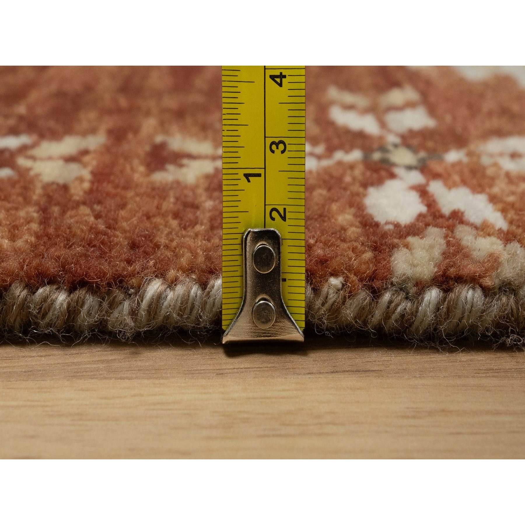 2'x4' Umber Brown, Southwestern American Indian Design with Piled Construction, Plush and Lush, Hand Knotted, Pure Wool, Mat, Sample, Oriental Rug Sh91452
