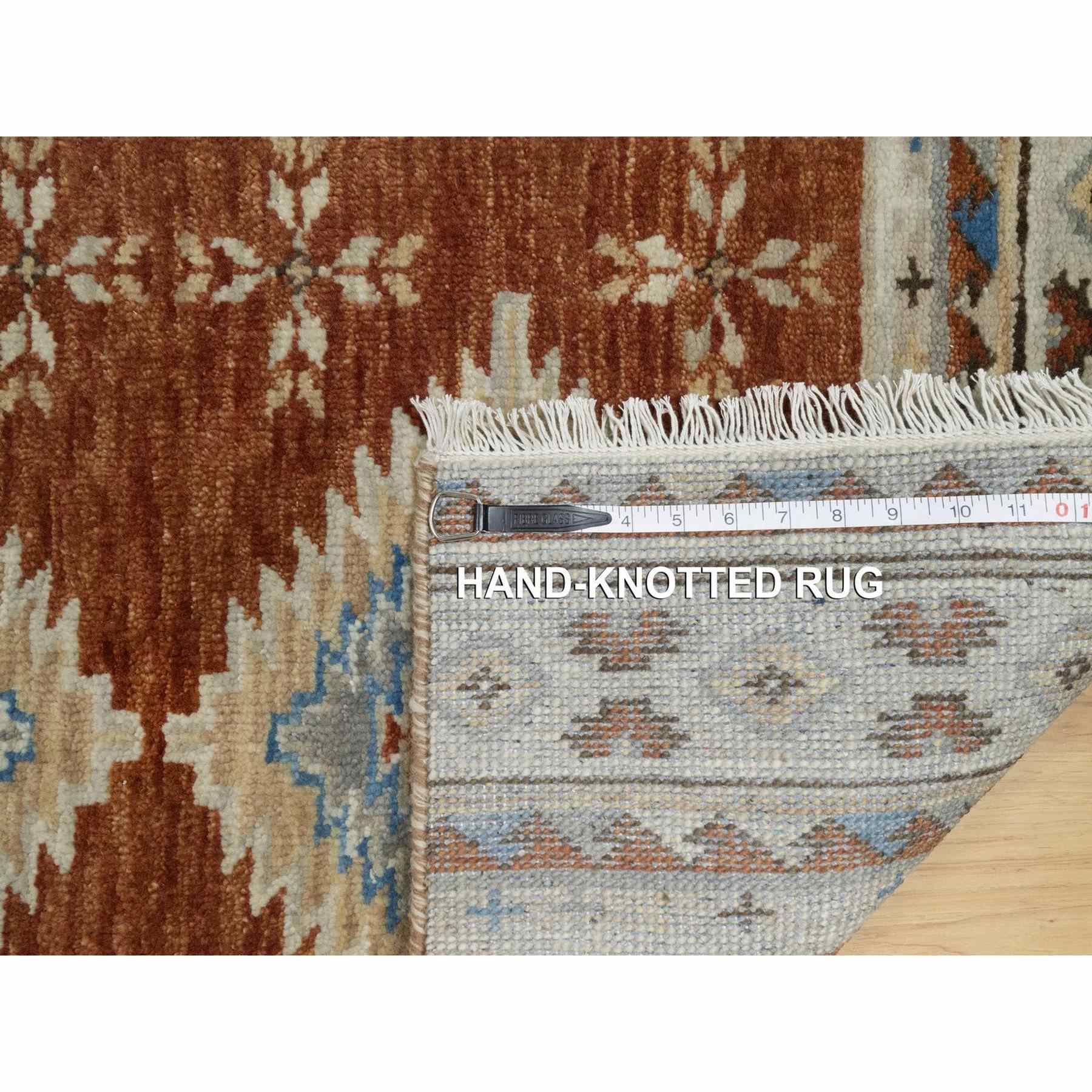 2'x4' Umber Brown, Southwestern American Indian Design with Piled Construction, Plush and Lush, Hand Knotted, Pure Wool, Mat, Sample, Oriental Rug Sh91452