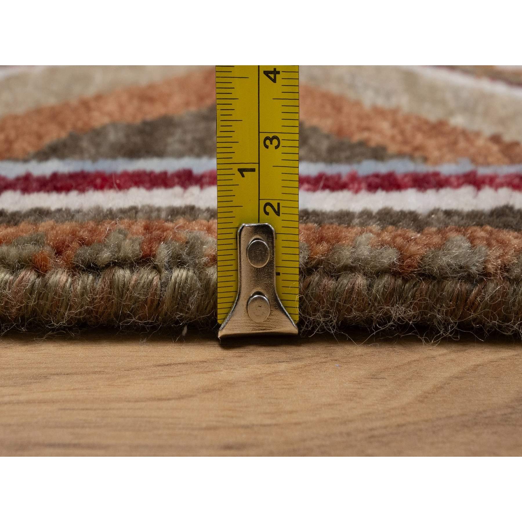 2'x3'1" Pastel Gray, Southwestern American Indian Design with Piled Construction, Plush and Lush, Hand Knotted, Pure Wool, Mat, Sample, Oriental Rug Sh91453