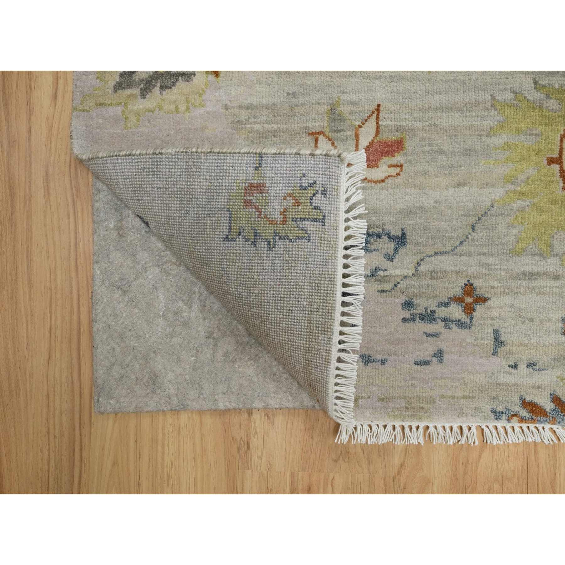 2'1"x3' Light Gray, Broken Pattern with Agra Design, Pure Wool, Hand Knotted, Mat, Sample, Oriental Rug Sh91454