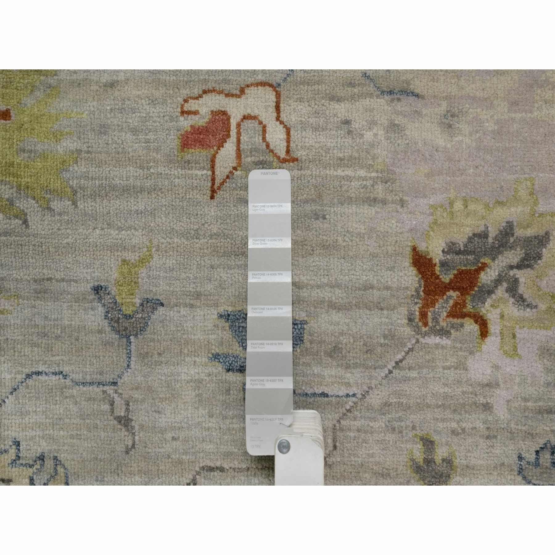 2'1"x3' Light Gray, Broken Pattern with Agra Design, Pure Wool, Hand Knotted, Mat, Sample, Oriental Rug Sh91454
