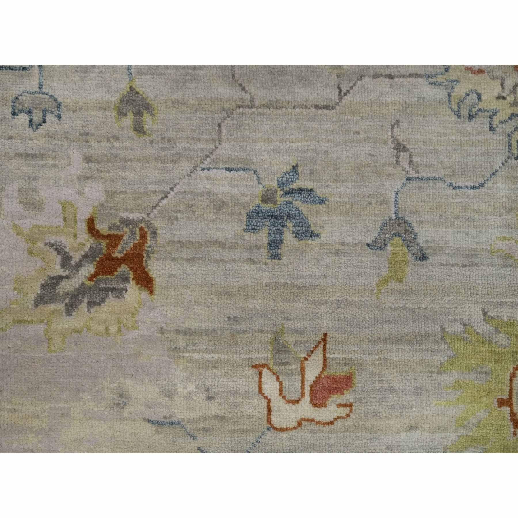 2'1"x3' Light Gray, Broken Pattern with Agra Design, Pure Wool, Hand Knotted, Mat, Sample, Oriental Rug Sh91454